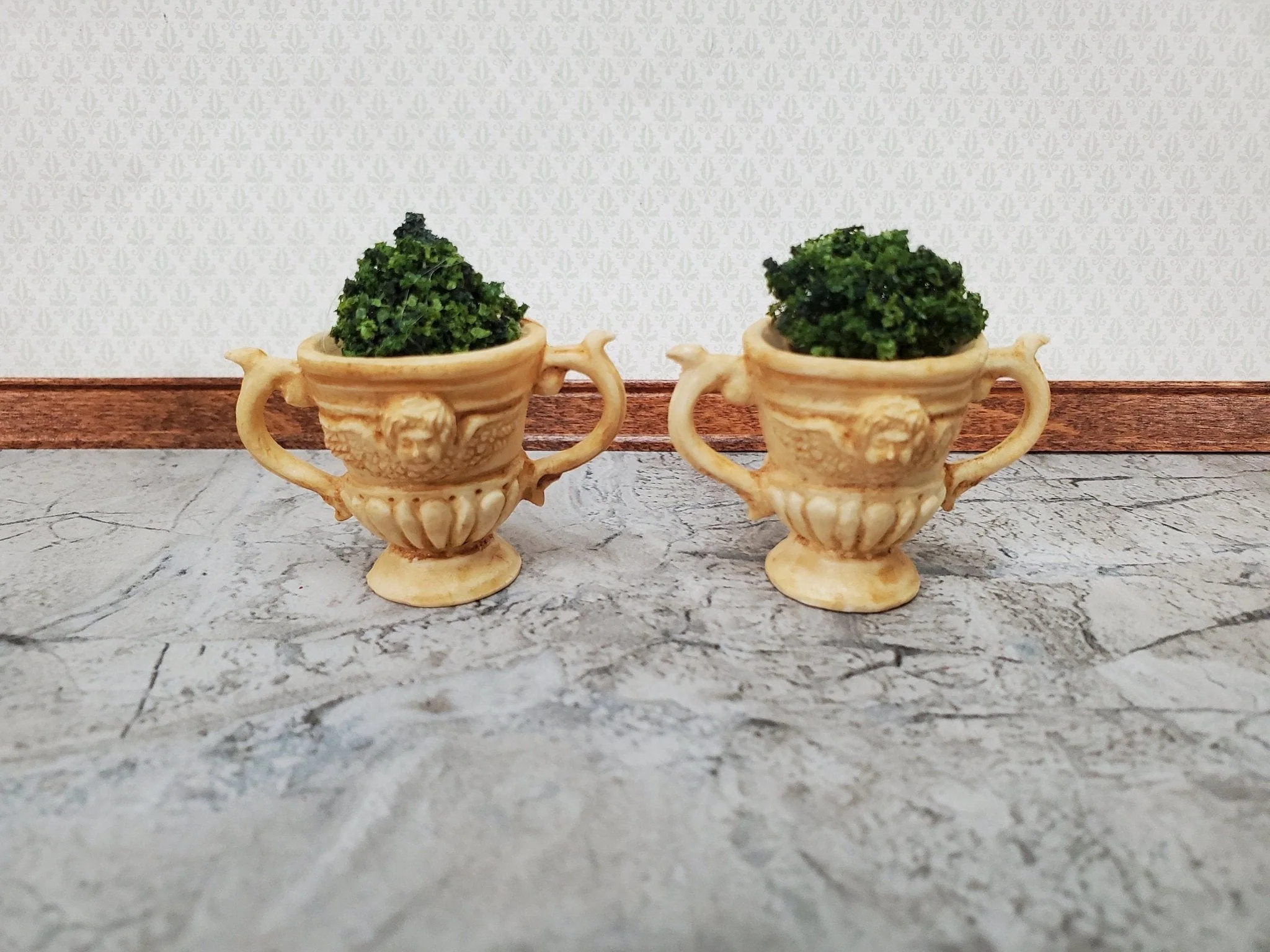 Miniature 2 Handled Urn Planter Cast Resin Set of 2 1:12 Scale Dollhouse A1049TN by Falcon - Image 3