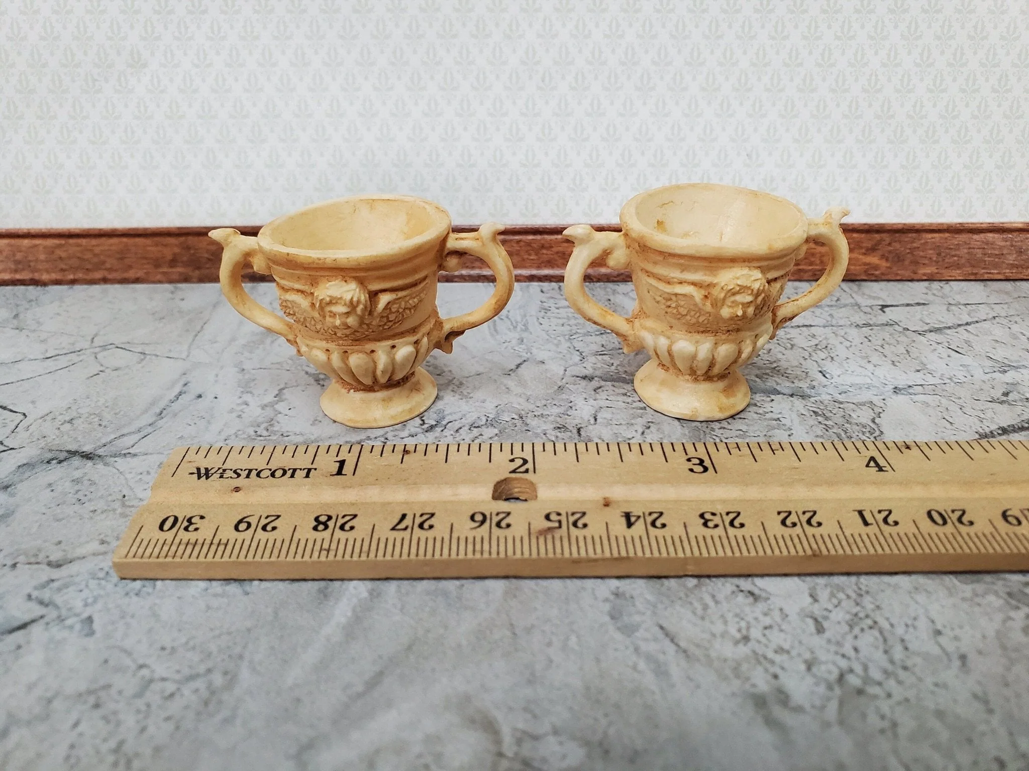 Miniature 2 Handled Urn Planter Cast Resin Set of 2 1:12 Scale Dollhouse A1049TN by Falcon - Image 4