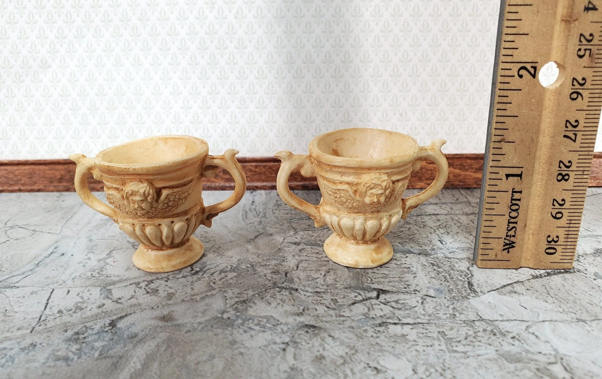 Miniature 2 Handled Urn Planter Cast Resin Set of 2 1:12 Scale Dollhouse A1049TN by Falcon - Image 5