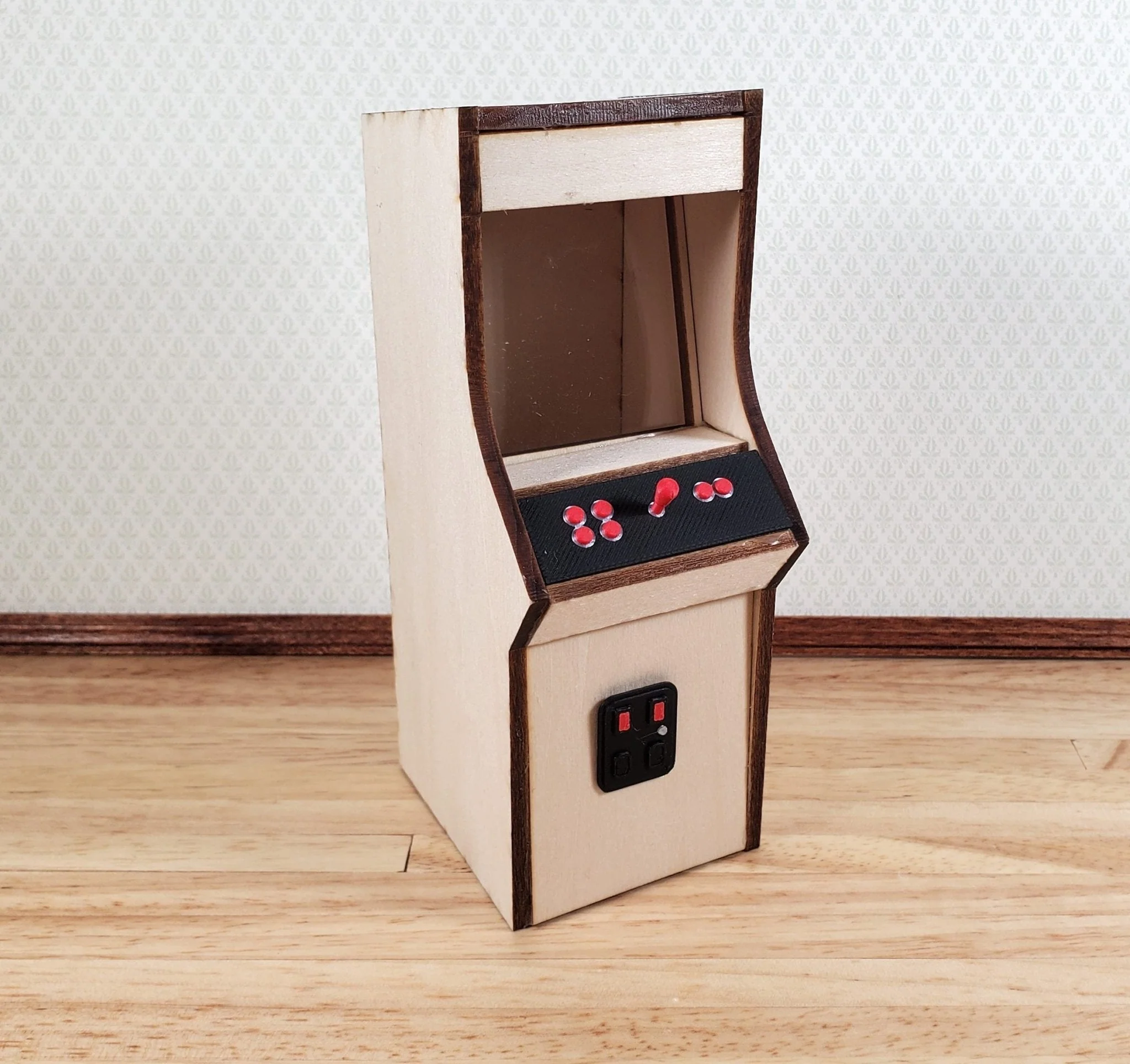 Miniature Arcade Machine DIY KIT Wood 5 1/4" Tall Includes Light, Control Panel - Image 3