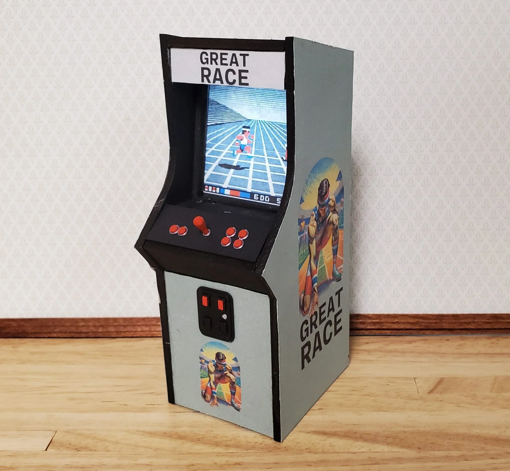 Miniature Arcade Machine DIY KIT Wood 5 1/4" Tall Includes Light, Control Panel - Image 4
