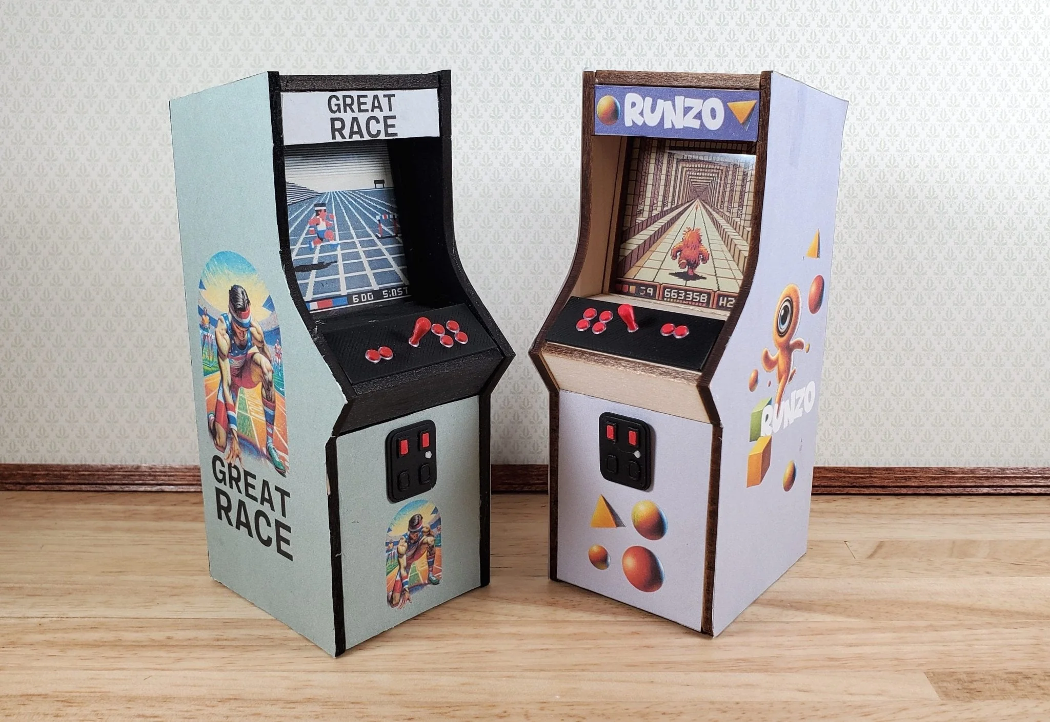 Miniature Arcade Machine DIY KIT Wood 5 1/4" Tall Includes Light, Control Panel - Image 5