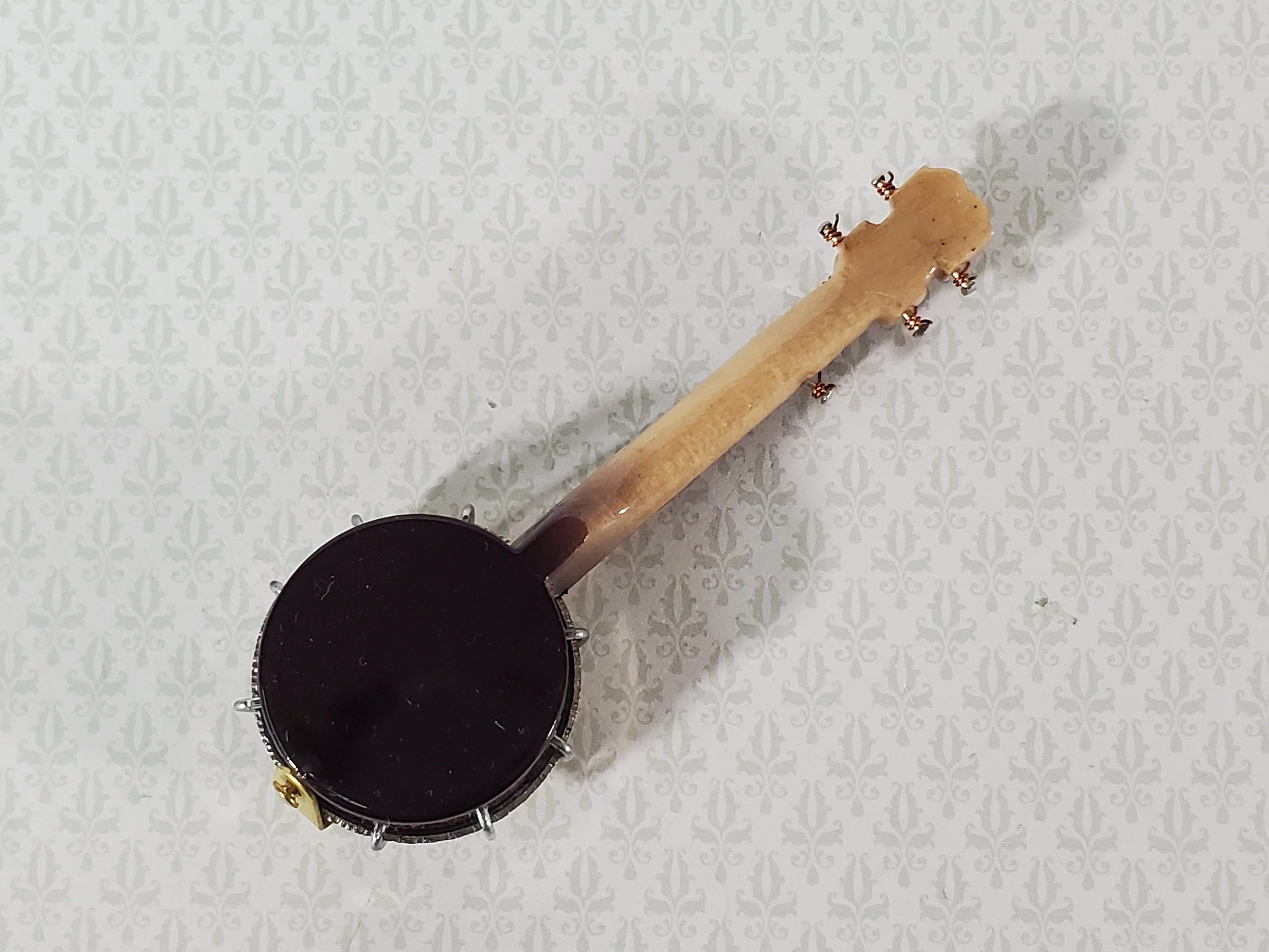 Miniature Banjo Instrument with Case 2 3/4" 1:12 Scale Ornament Prop - Image 6