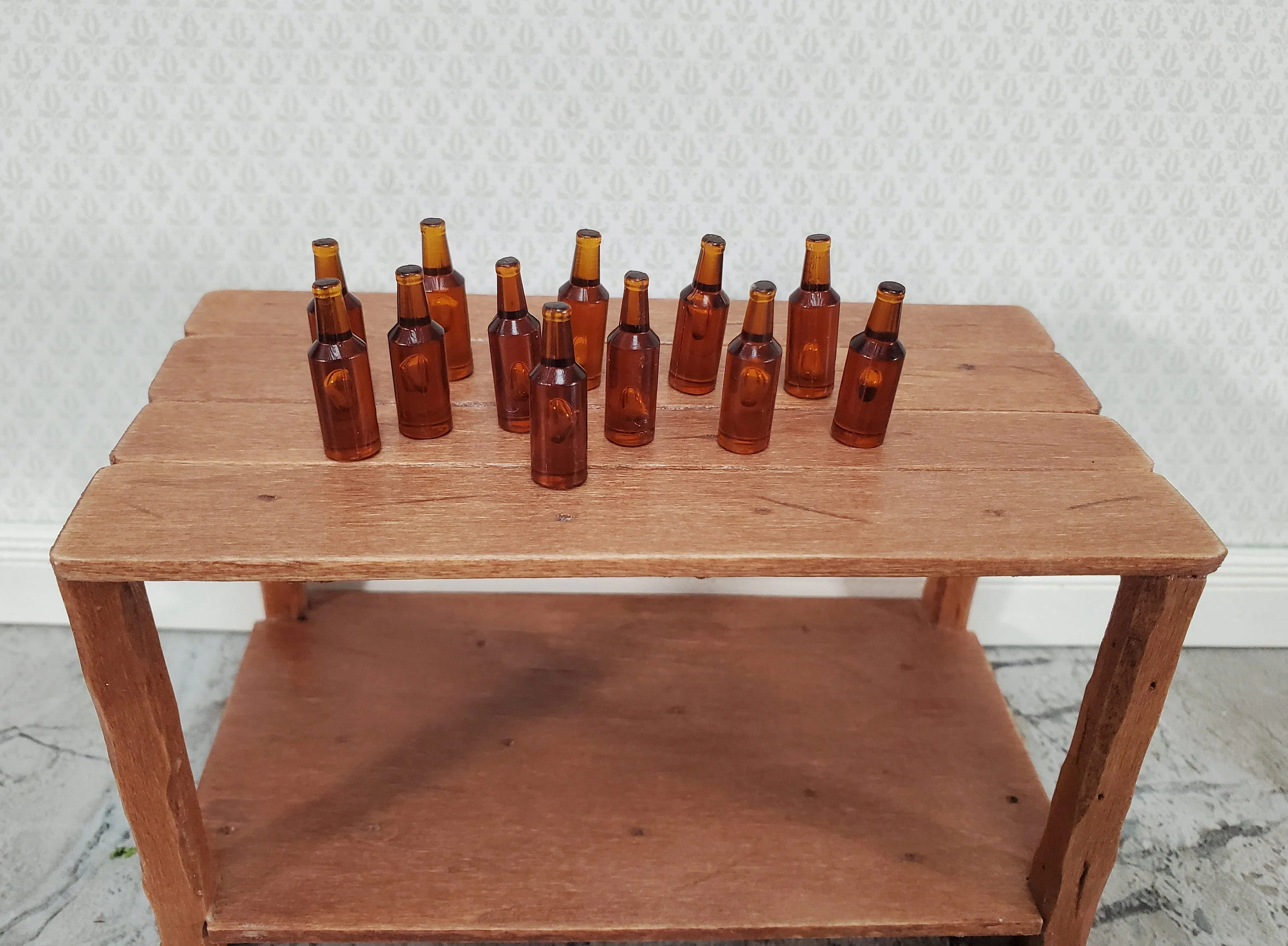Miniature Brown Bottles Beer Root Beer Ginger Ale 12 Pieces Blanks 1:12 Scale Dollhouse