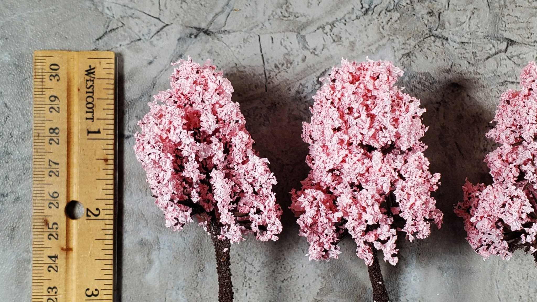 Miniature Cherry Tree or Shrub Bush 3" Tall 4 pc Model Scenery RR Dollhouse Garden - Image 4