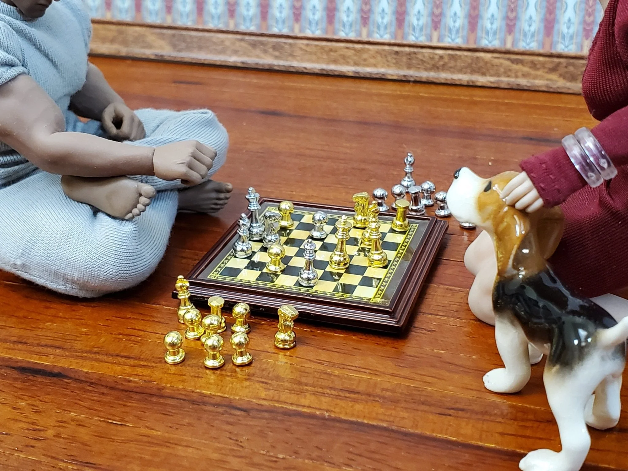 Miniature Chess Set with Chess Pieces Metal 1:12 Scale (Non-Magnetic) Board Game - Image 3