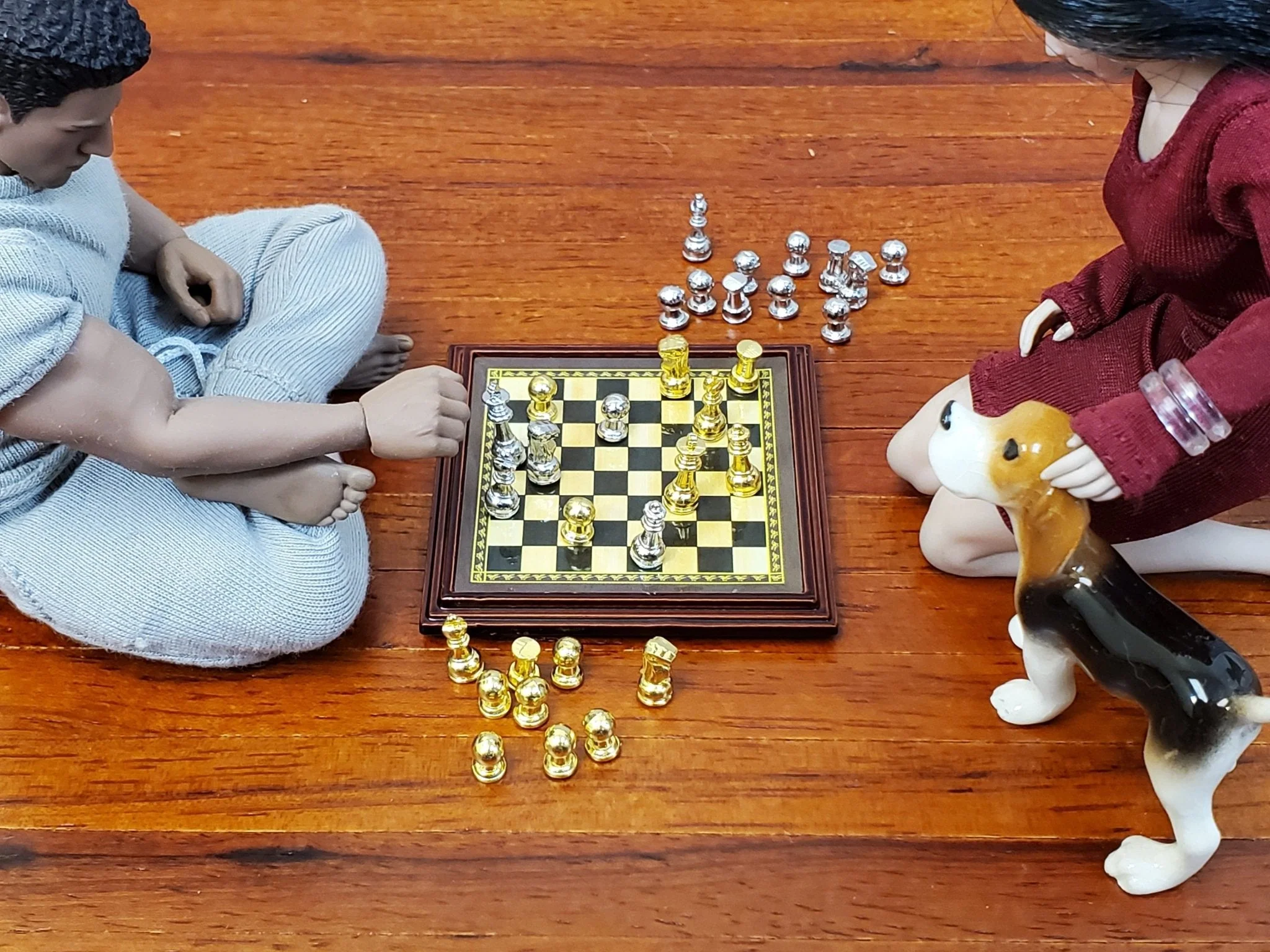 Miniature Chess Set with Chess Pieces Metal 1:12 Scale (Non-Magnetic) Board Game - Image 4