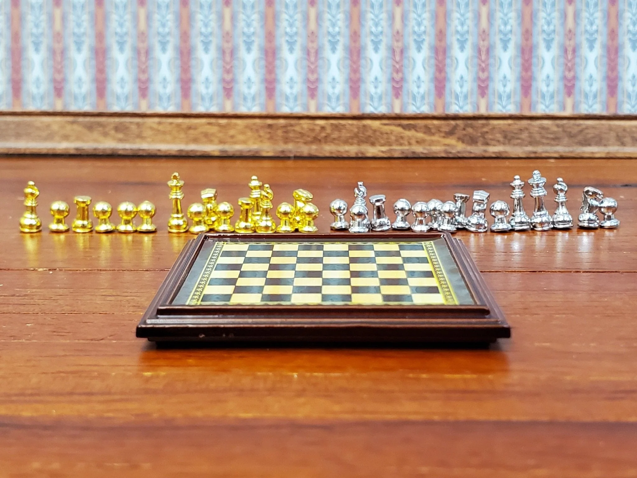 Miniature Chess Set with Chess Pieces Metal 1:12 Scale (Non-Magnetic) Board Game - Image 6