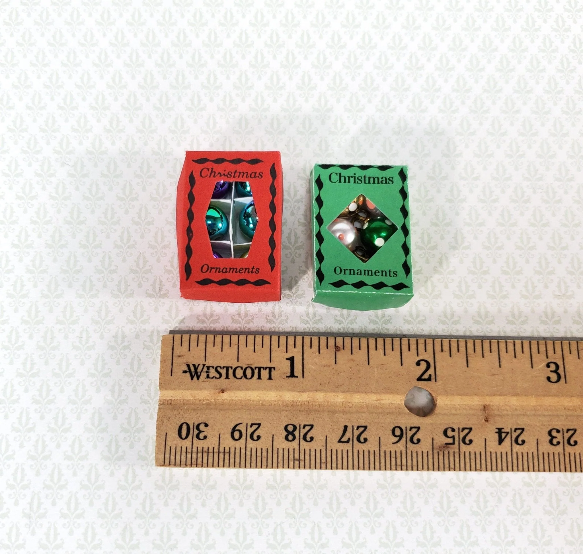 Miniature Christmas Ornaments 2 Box Sets Tiny Bulbs Decorating 1:12 Scale Dollhouse Decor - Image 5