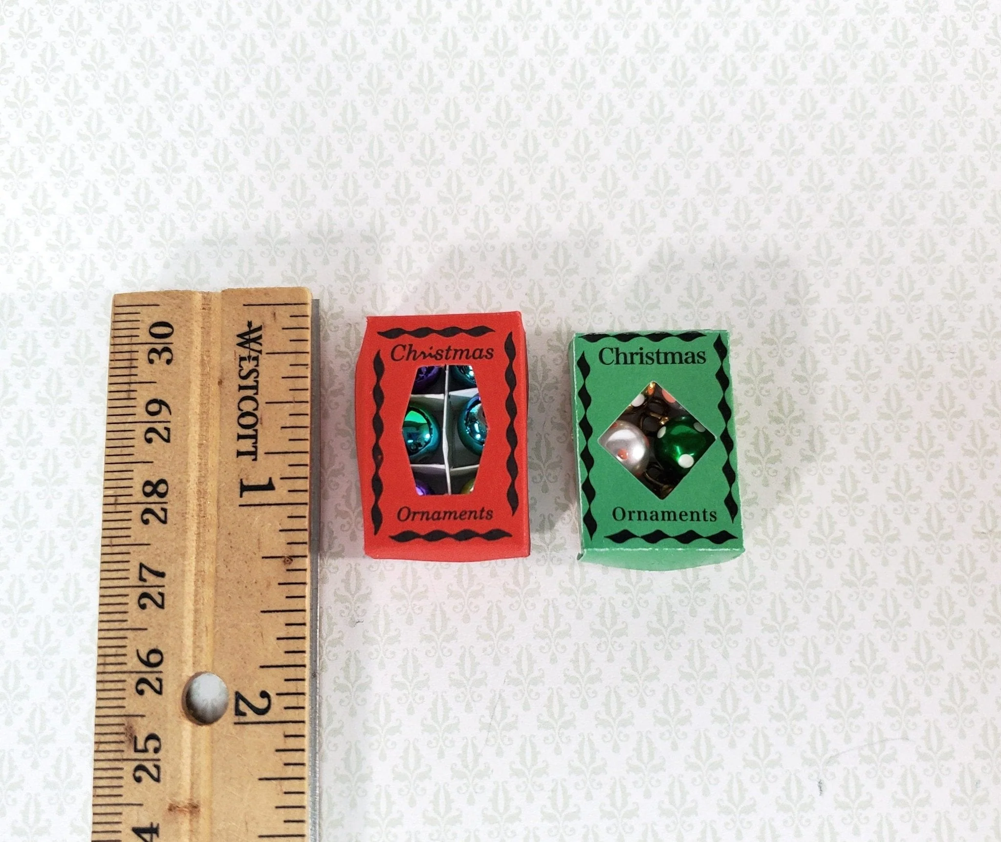 Miniature Christmas Ornaments 2 Box Sets Tiny Bulbs Decorating 1:12 Scale Dollhouse Decor - Image 6