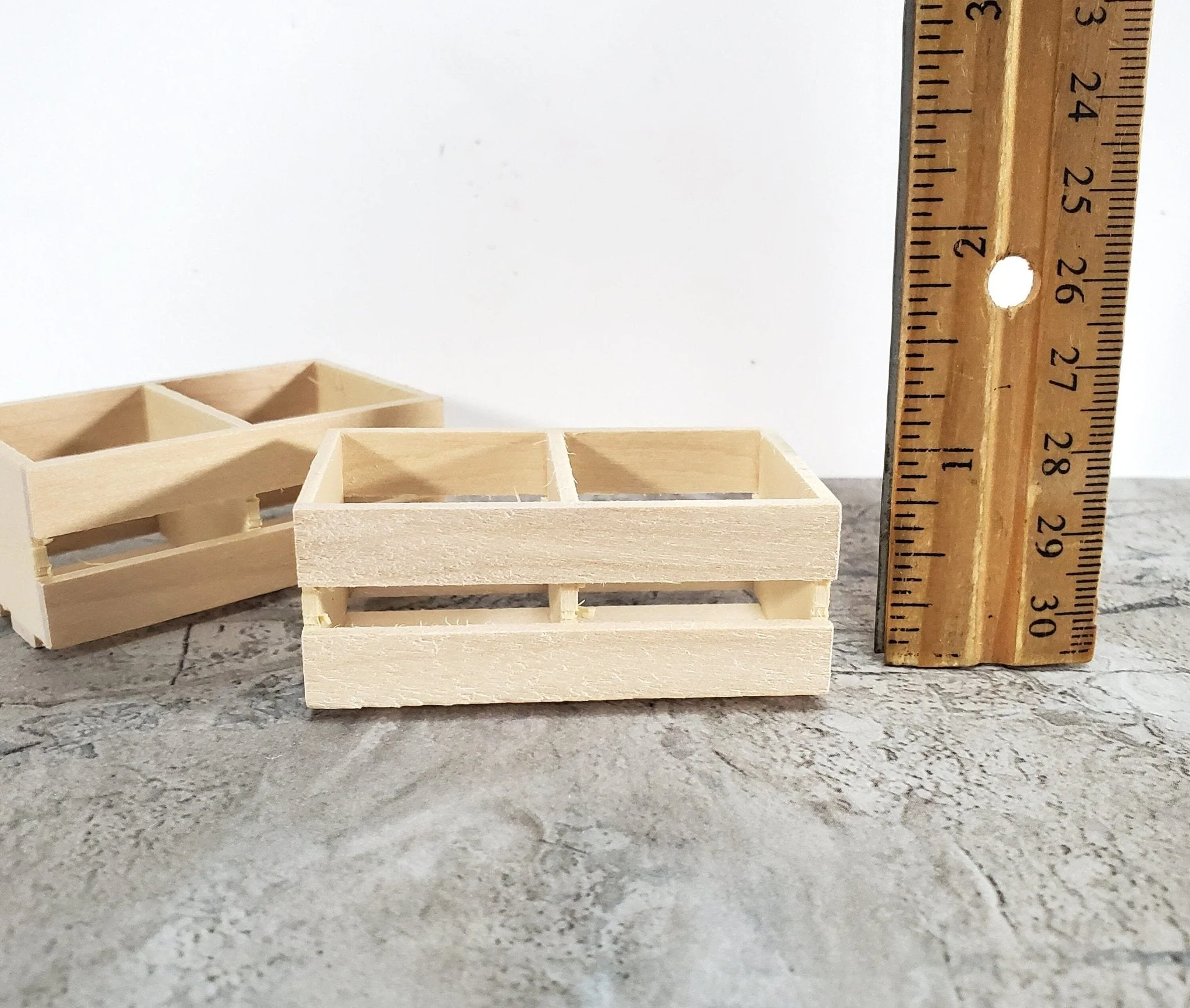 Miniature Crates x2 Plain Wood Slatted for Fruits or Vegetables Large Dollhouse - Image 5