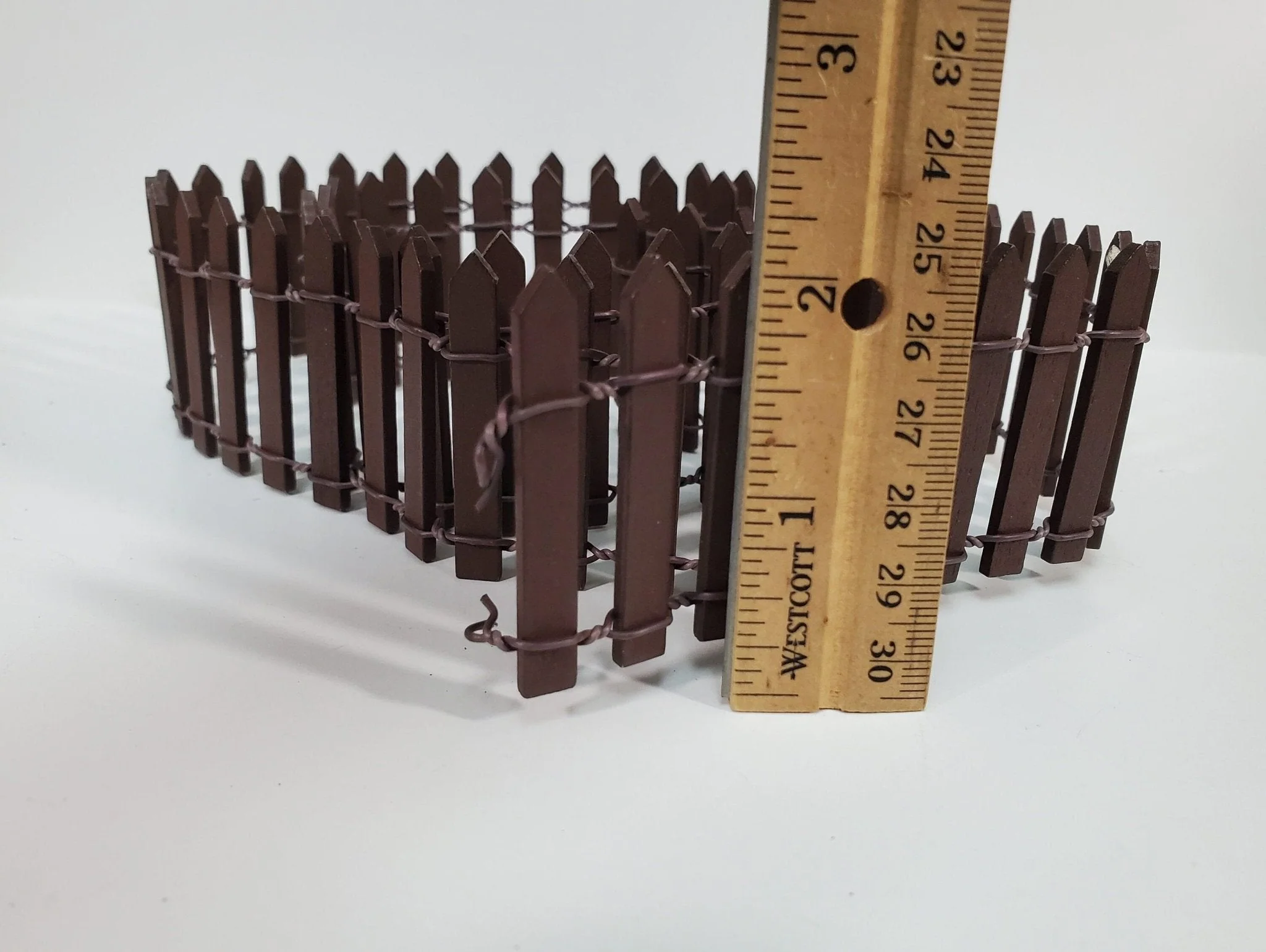Miniature Fencing Brown Picket Fence Wood & Metal 100 cm x 5 cm tall Bendable - Image 4