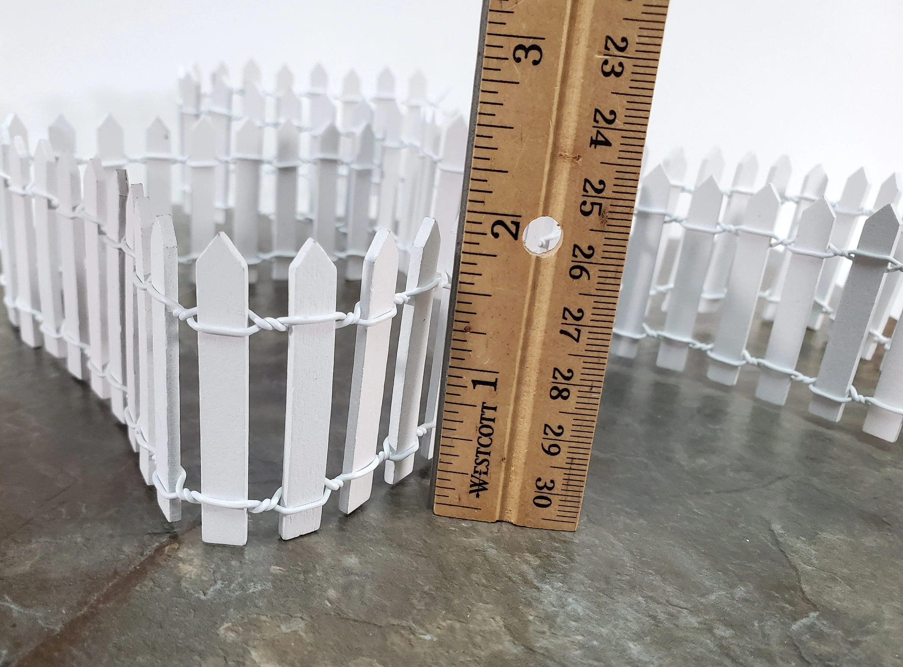 Miniature Fencing White Picket Fence Wood & Metal 100 cm x 5 cm tall Bendable - Image 3