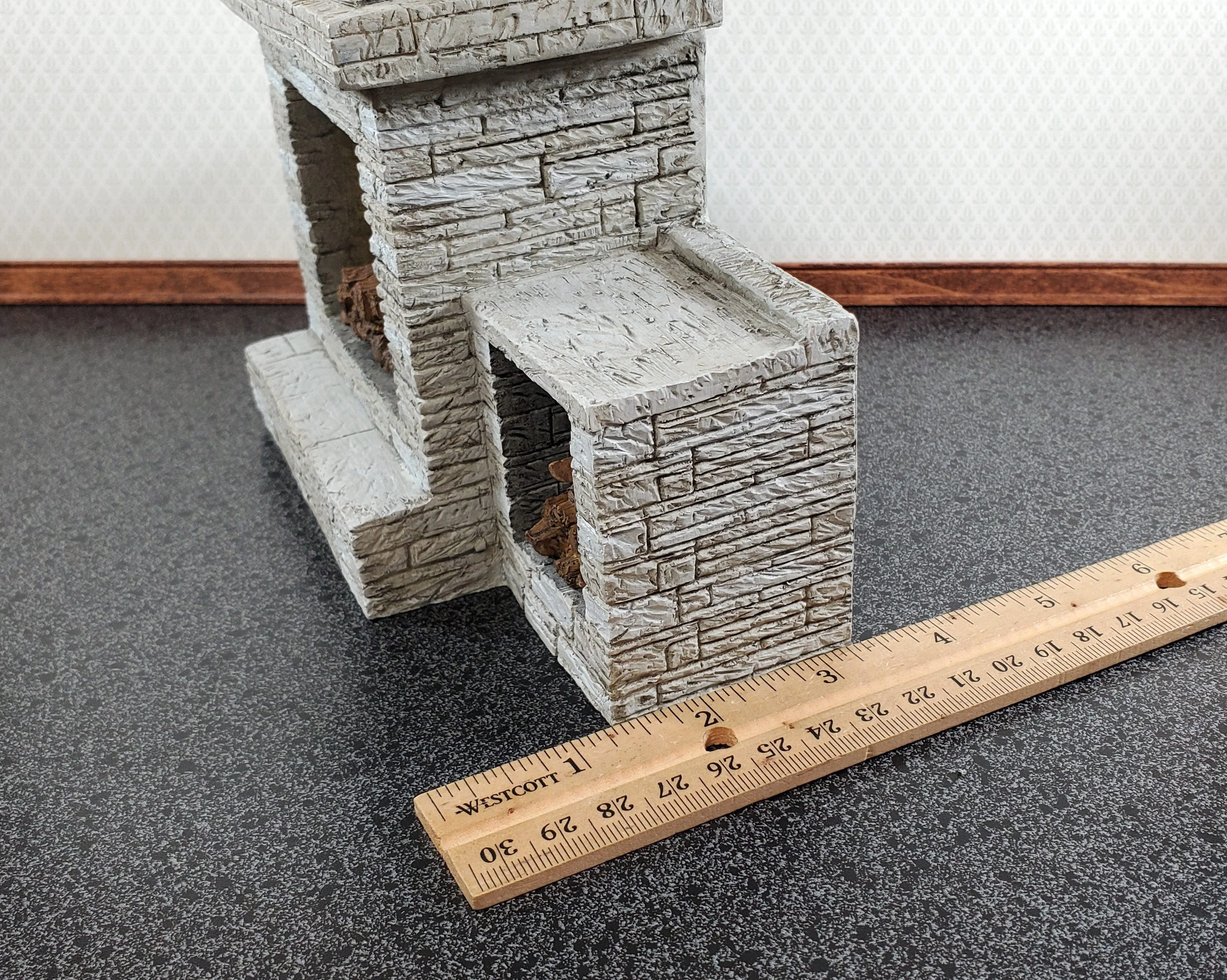 Miniature Fireplace Large Outdoor Modern "Stone" Style 1:12 Scale Dollhouse - Image 6