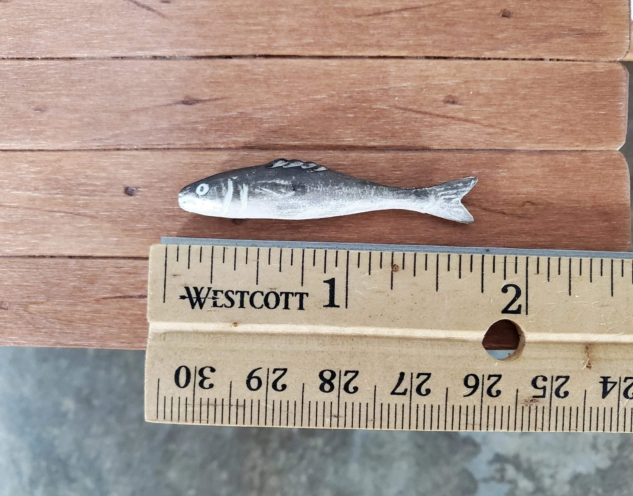 Miniature Fish Mackerel for Dollhouse Food Seafood Grocer Grocery Store 1 3/4" - Image 2