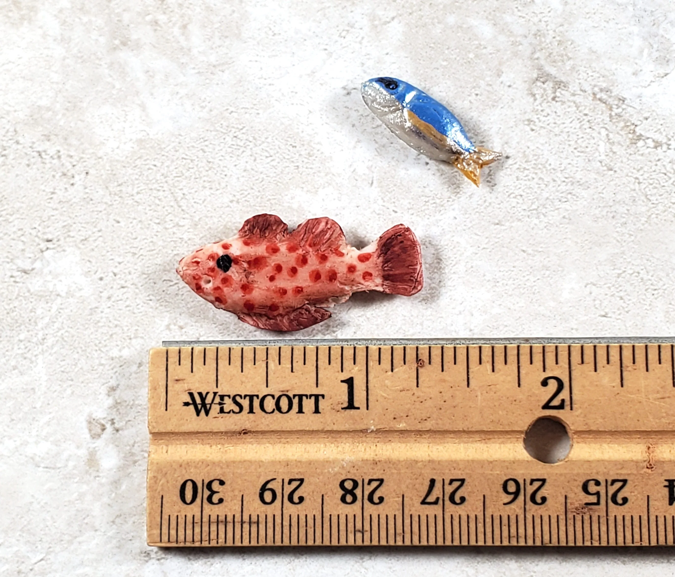 Miniature Fish x 2 Grouper + Small One for Dollhouse Food Seafood Grocer Grocery - Image 4