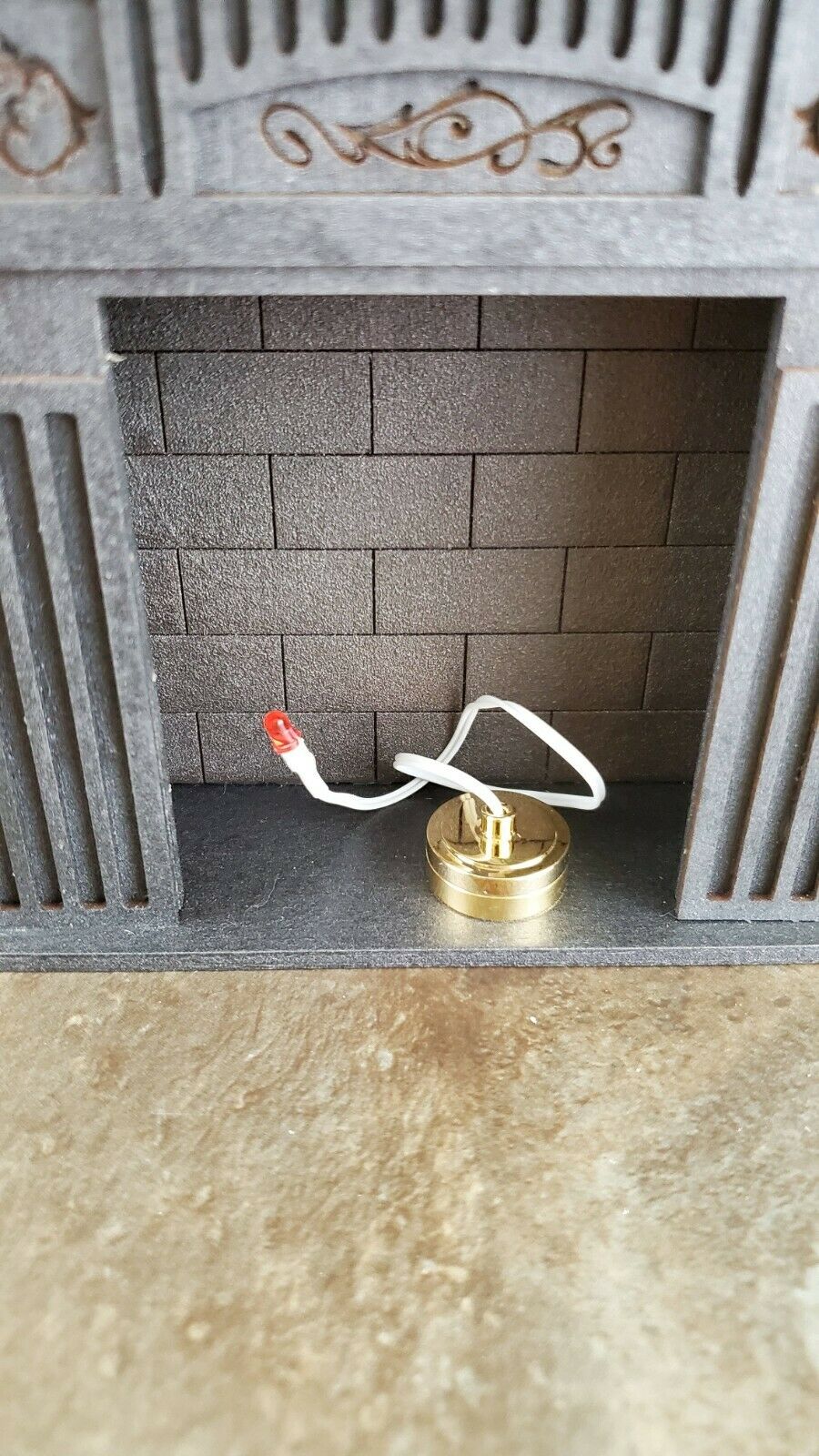 Miniature Flashing RED Battery Light Bulb on String Dollhouse Fireplace - Image 2