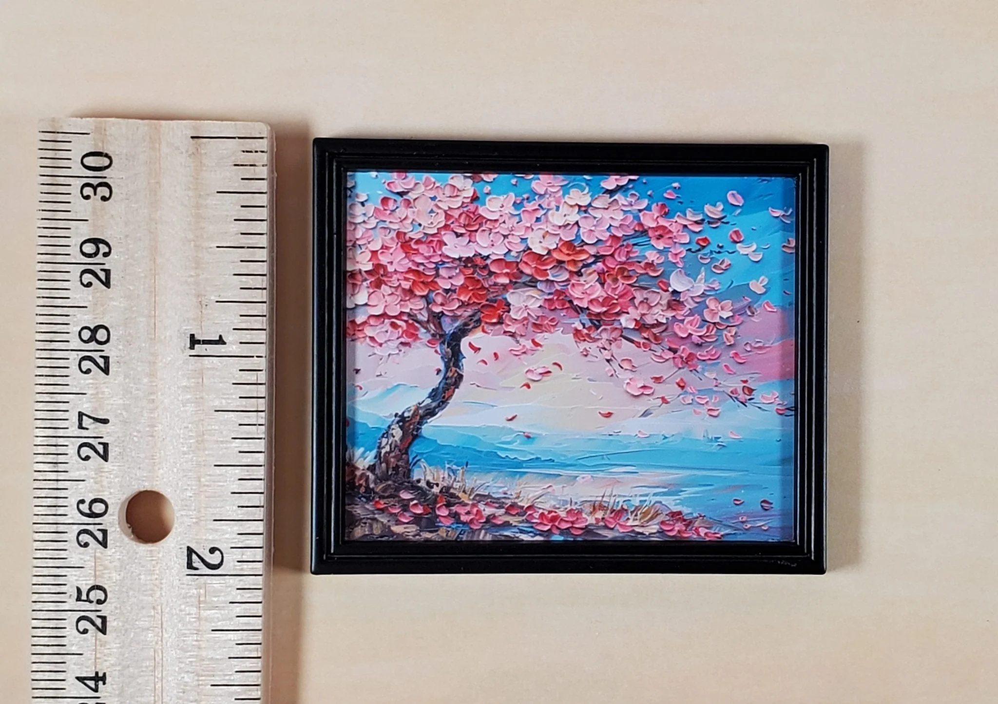 Miniature Flowering Cherry Tree Framed Print 1:12 Scale Modern Dollhouse Decor - Image 4