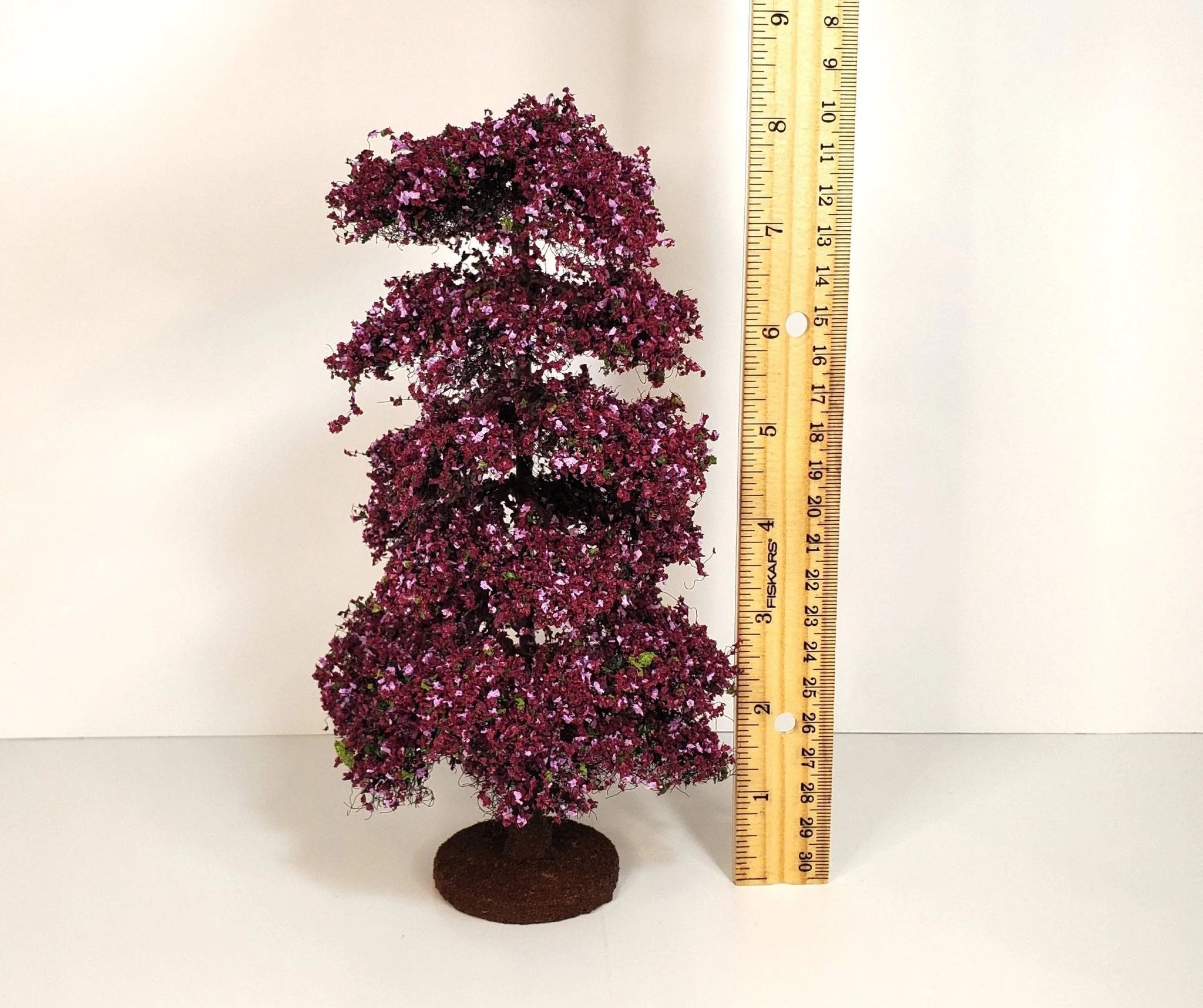 Miniature Flowering Tree Large Mauve Lilac on Base for Model Scenery 8" Tall - Image 4