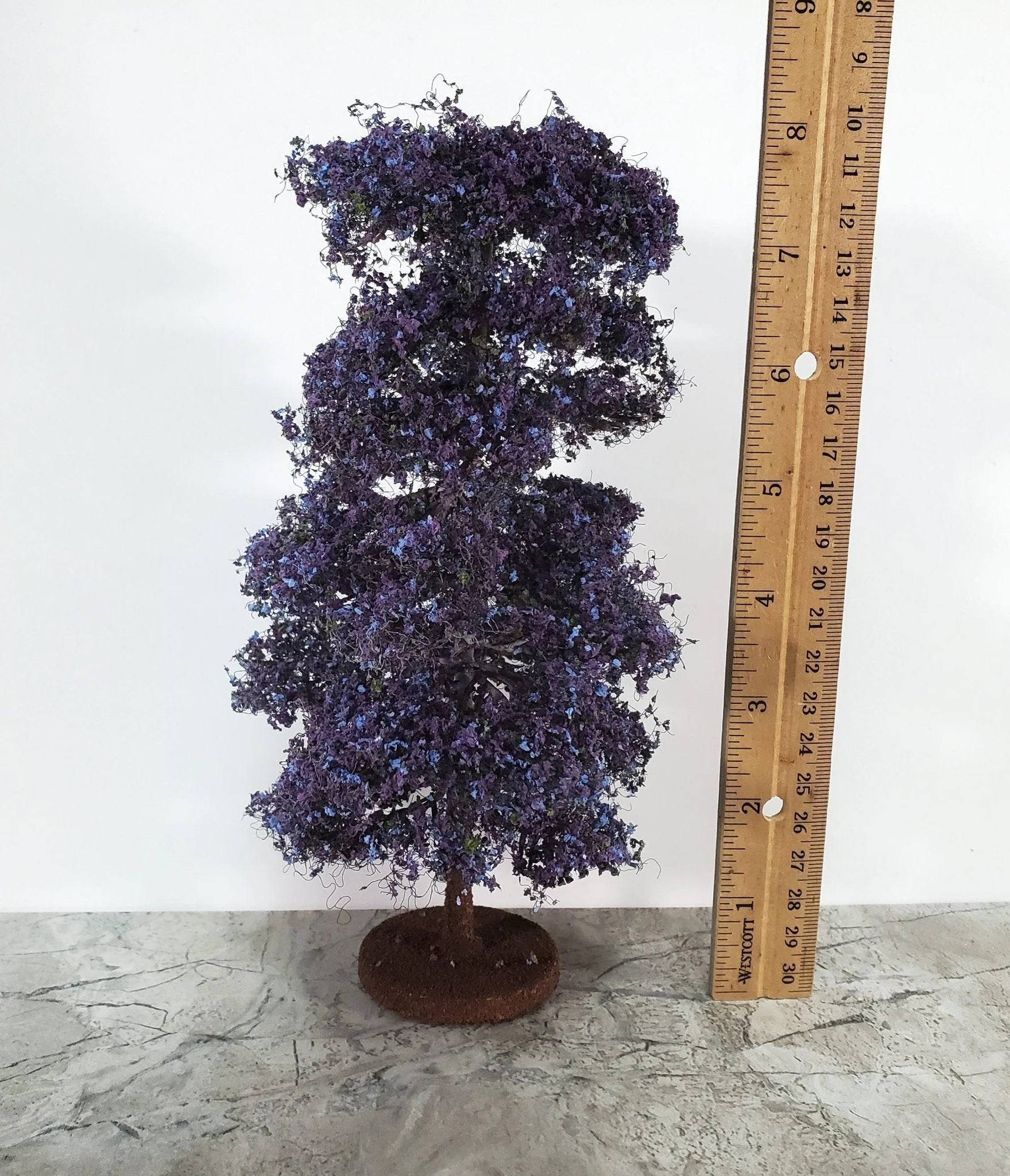 Miniature Flowering Tree Large Purple Lilac on Base for Model Scenery 8" Tall - Image 3