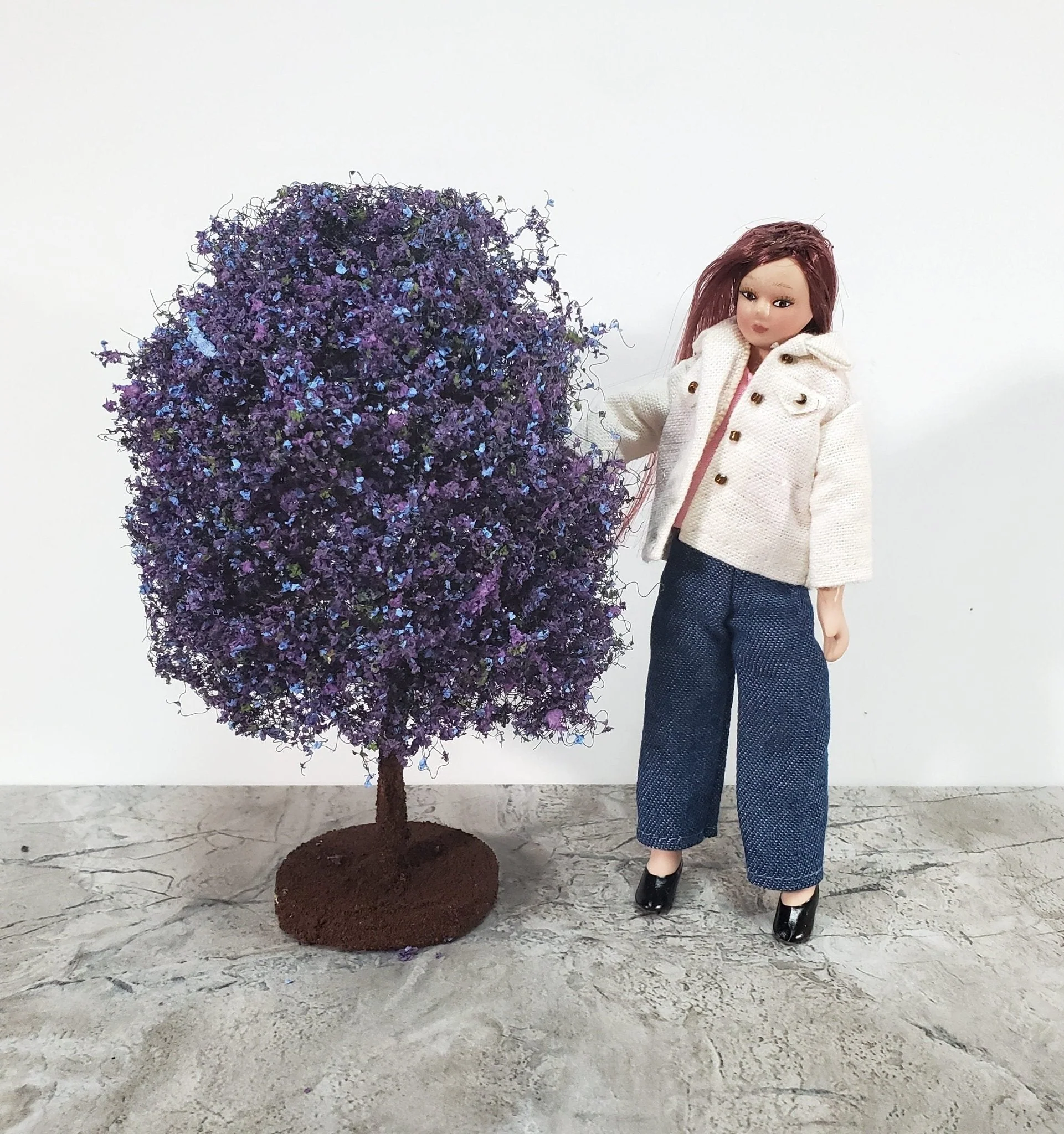 Miniature Flowering Tree or Bush Large Purple 6" Tall on Free Standing Base - Image 3