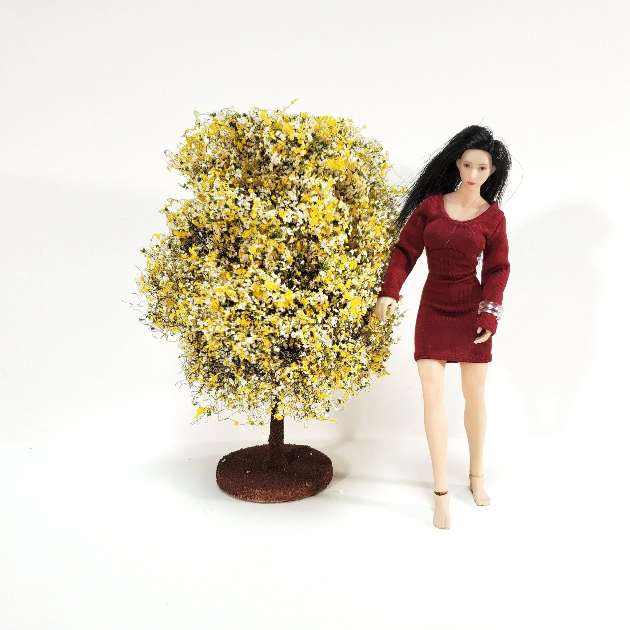 Miniature Flowering Tree or Bush Large Yellow & White 6" Tall - Image 4