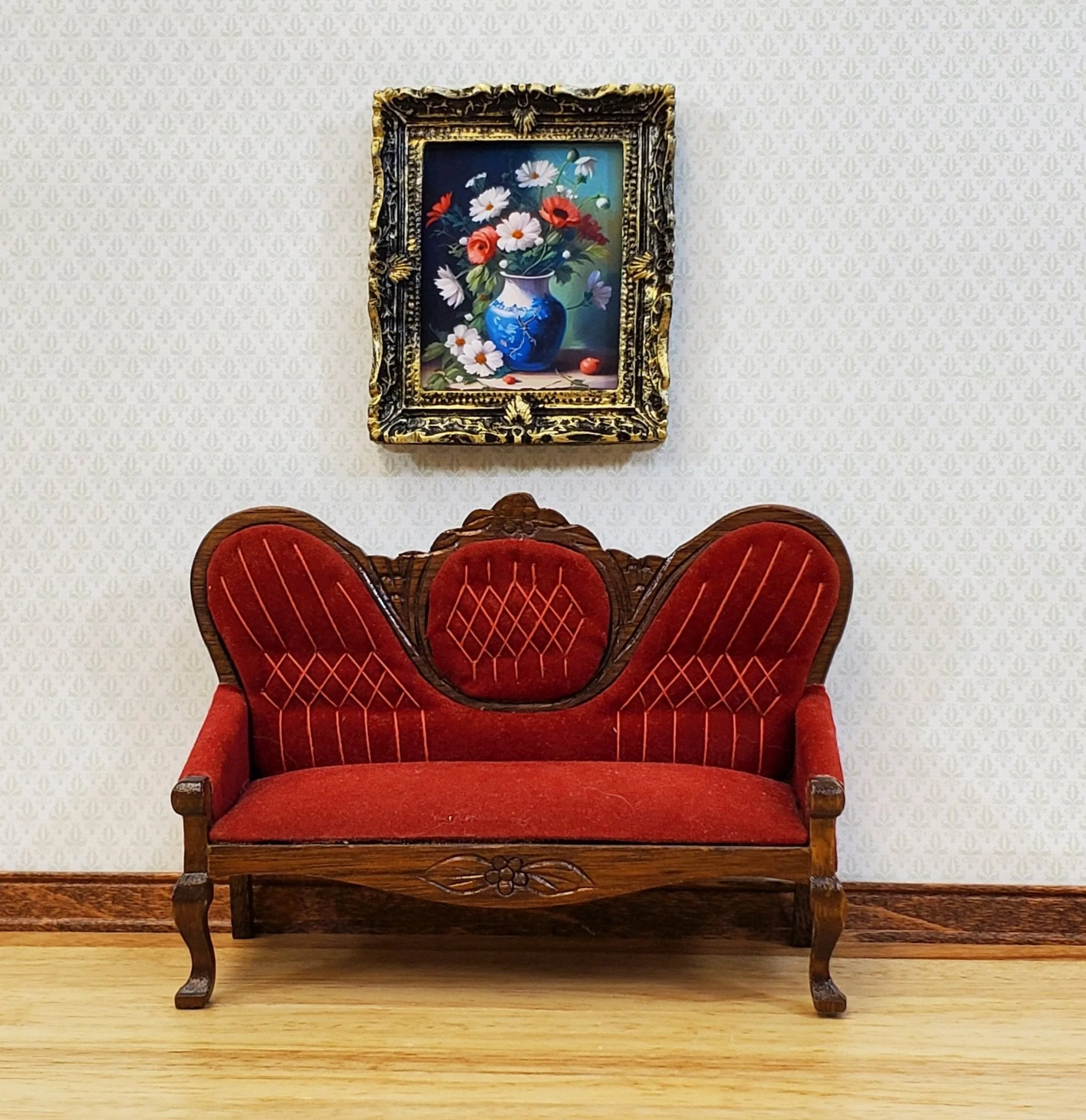 Miniature Flowers Still Life Framed Print Daisies & Poppies Dollhouse Decor - Image 3