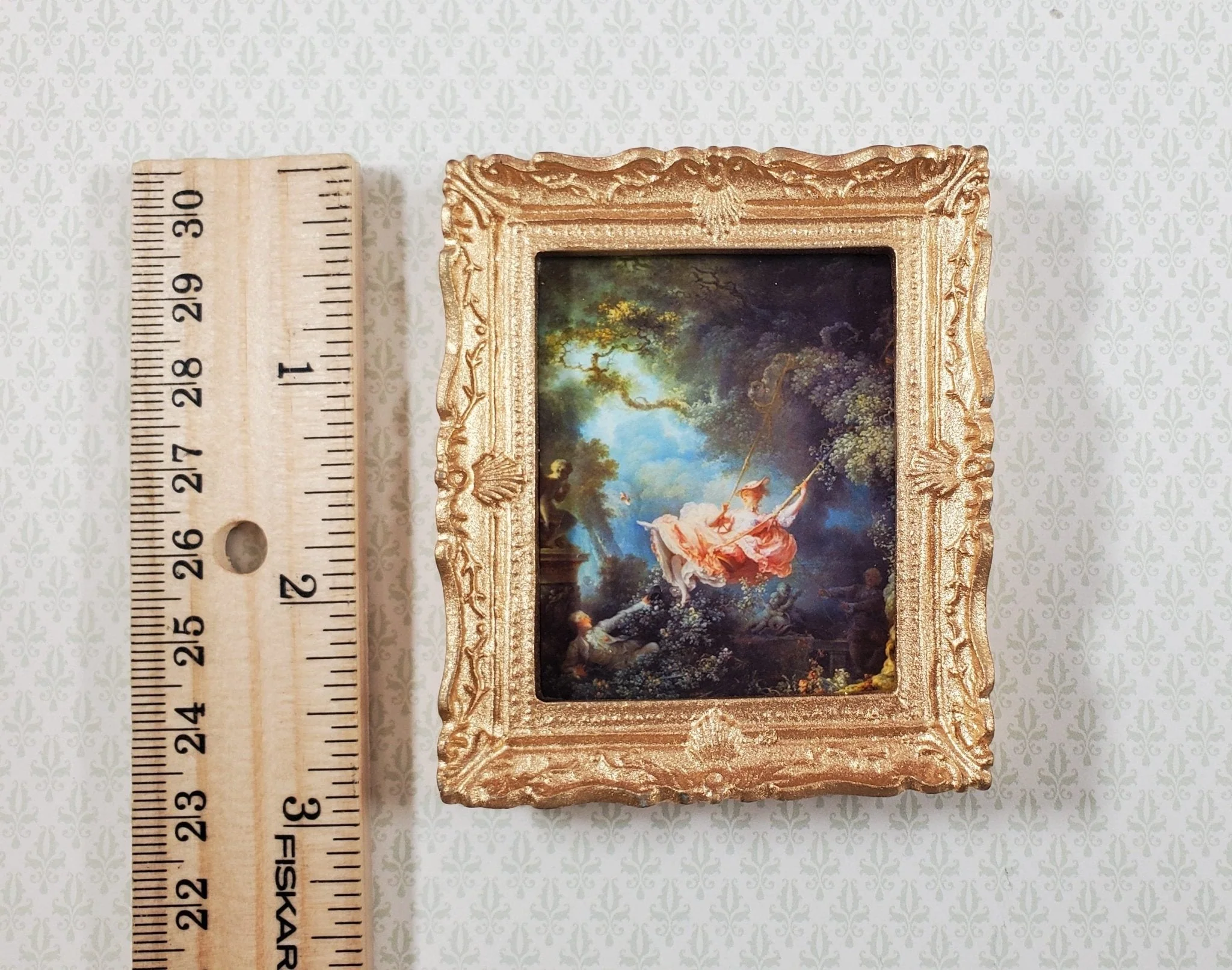Miniature Fragonard The Swing Framed Print 1:12 Scale Handmade 2 7/8" x 2 1/2" - Image 3
