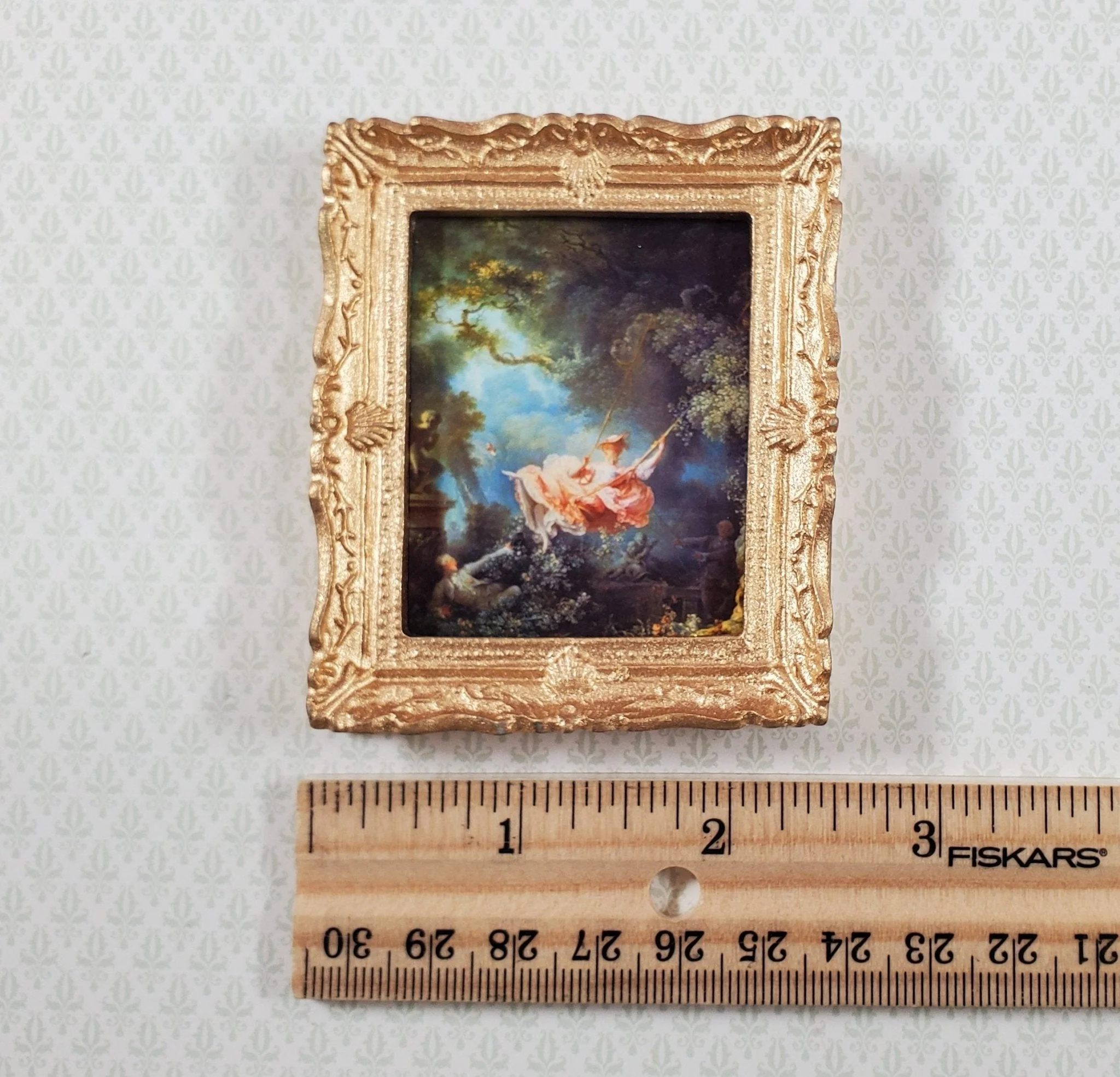 Miniature Fragonard The Swing Framed Print 1:12 Scale Handmade 2 7/8" x 2 1/2" - Image 5