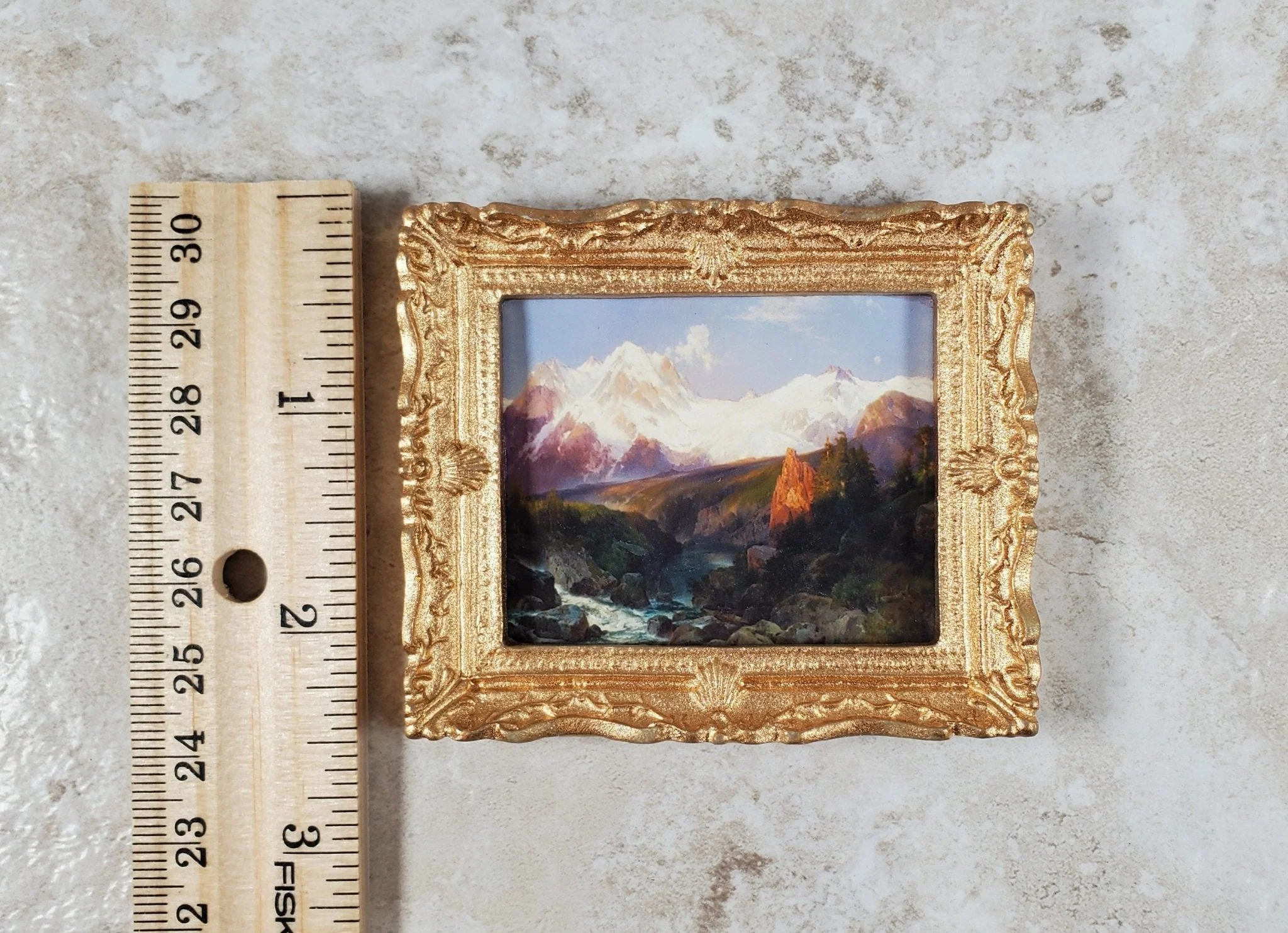 Miniature Framed Art Print Grand Tetons Thomas Moran 1897 1:12 Scale Dollhouse - Image 5