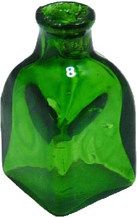 Miniature Green Glass Bottle Jar Vase Square Bottom 11/16" 1:12 Scale Dollhouse