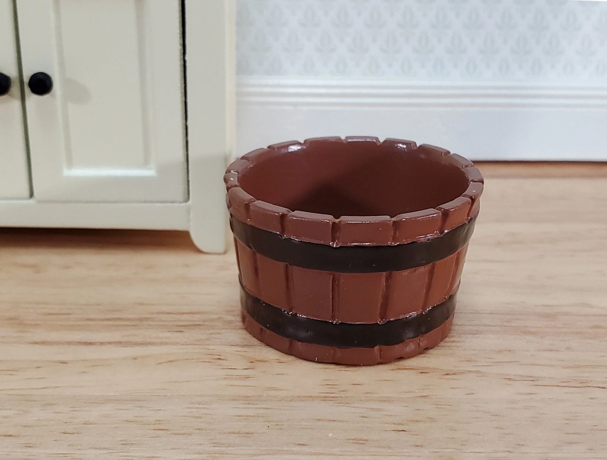 Miniature Half Barrel Empty for Planter or Garden Decor 1:12 Scale Dollhouse