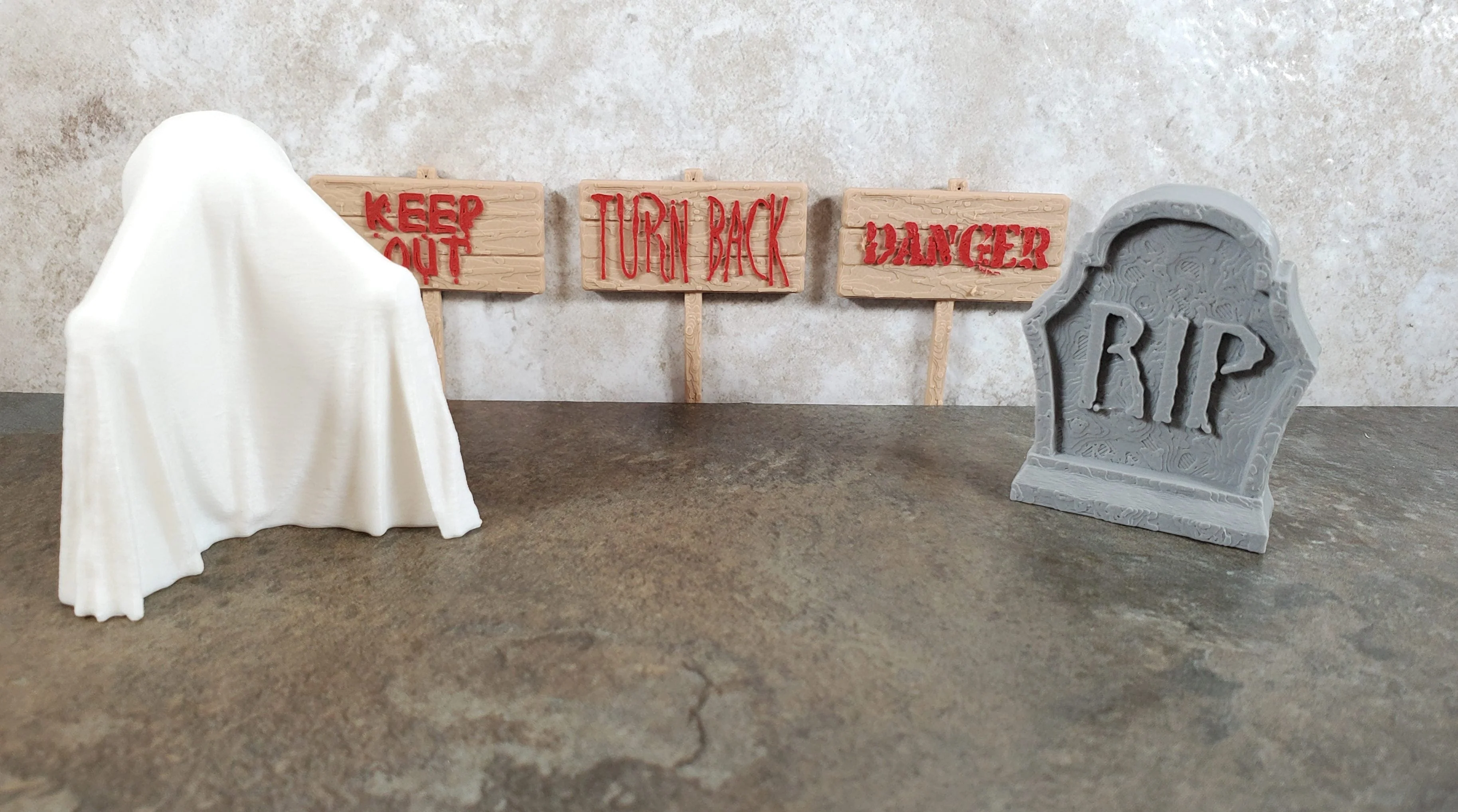 Miniature Halloween Decor Ghost Gravestone Marker Signs Danger 5 pcs 1:12 Scale - Image 4