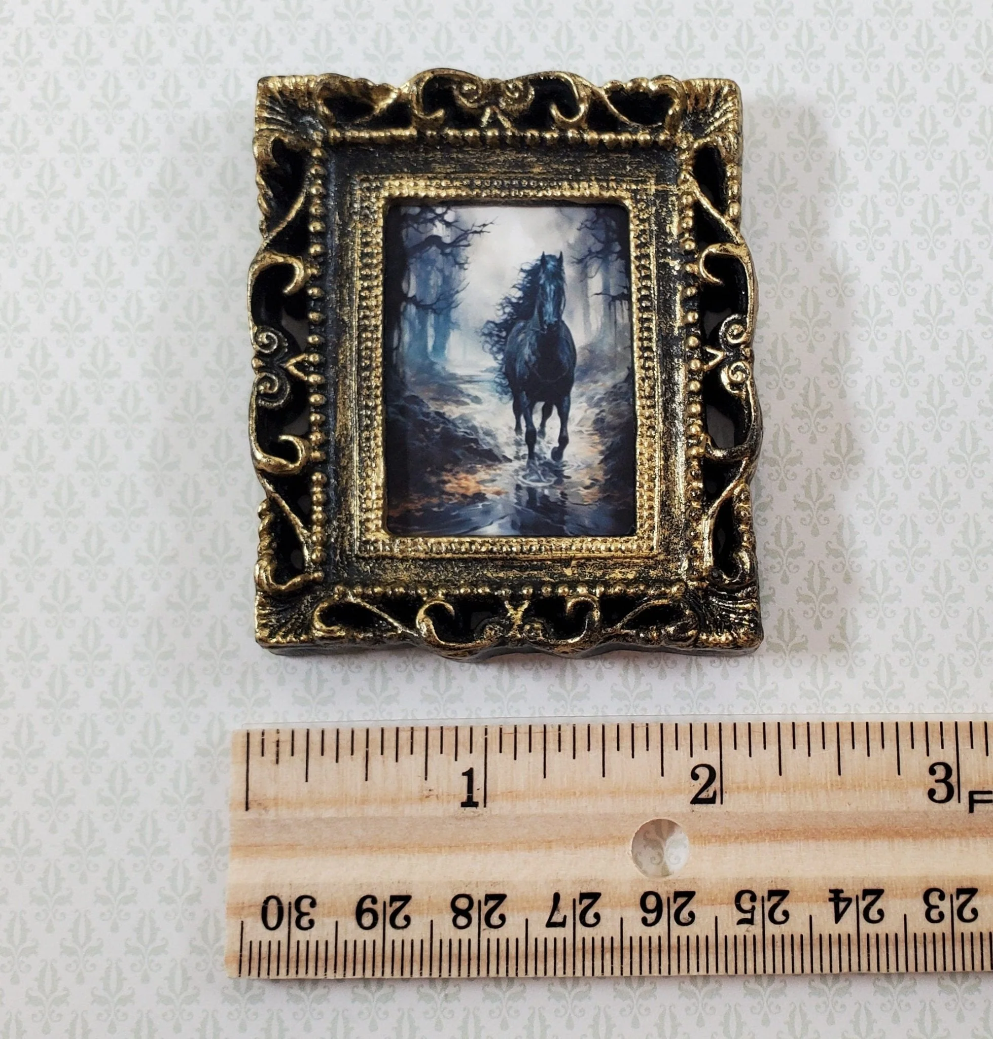 Miniature Horse Framed Print Black Stallion 1:12 Scale Halloween Haunted House - Image 4