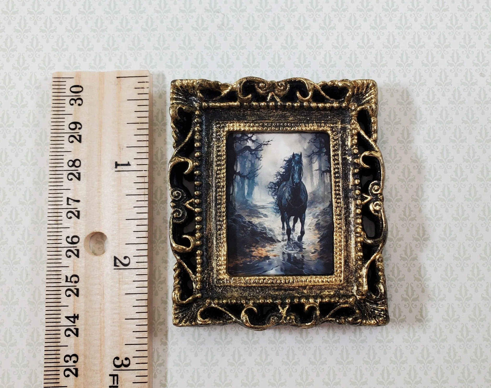 Miniature Horse Framed Print Black Stallion 1:12 Scale Halloween Haunted House - Image 5