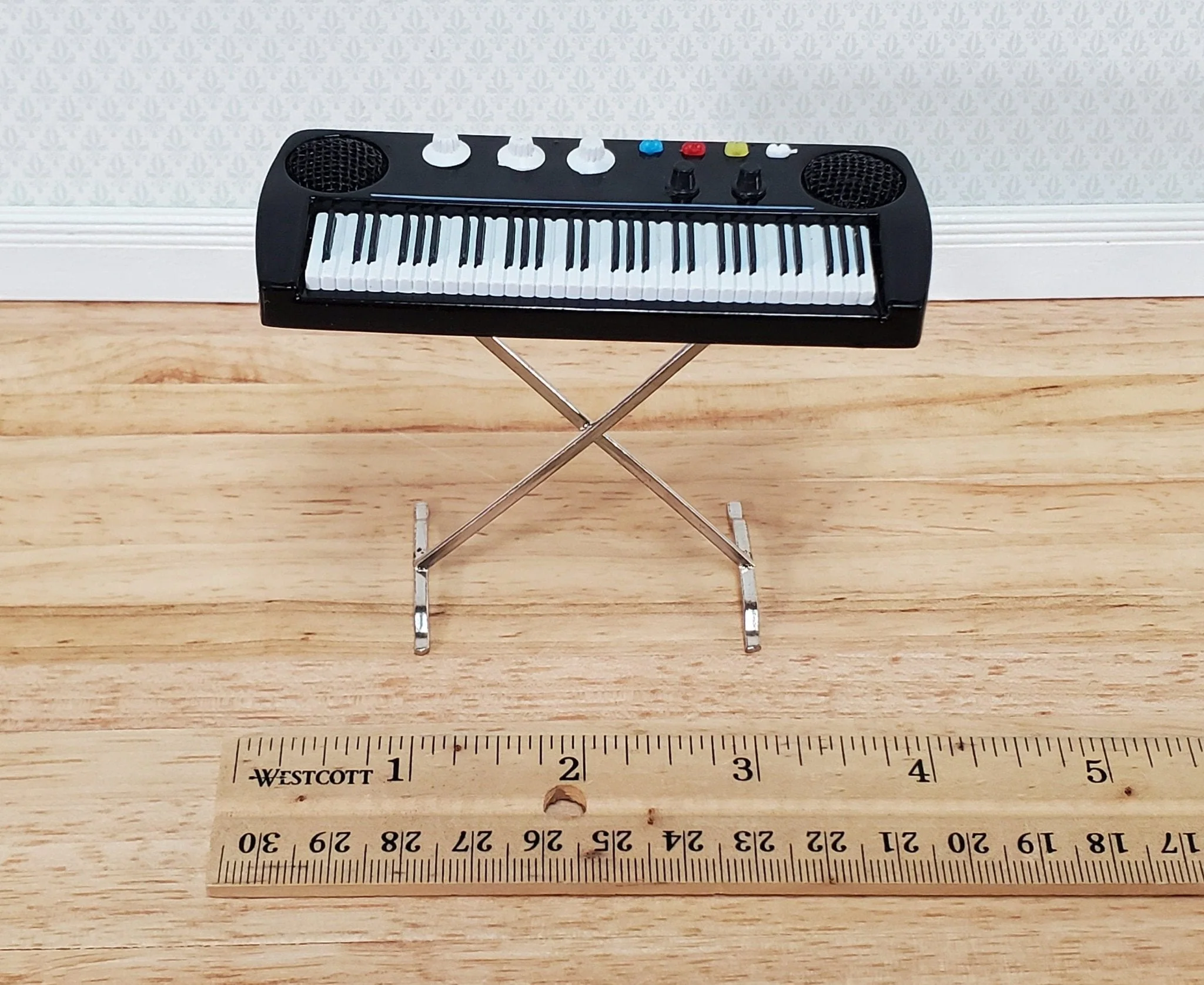 Miniature Keyboard Modern Style Instrument Prop 1:12 Scale Dollhouse 3 1/2" - Image 5