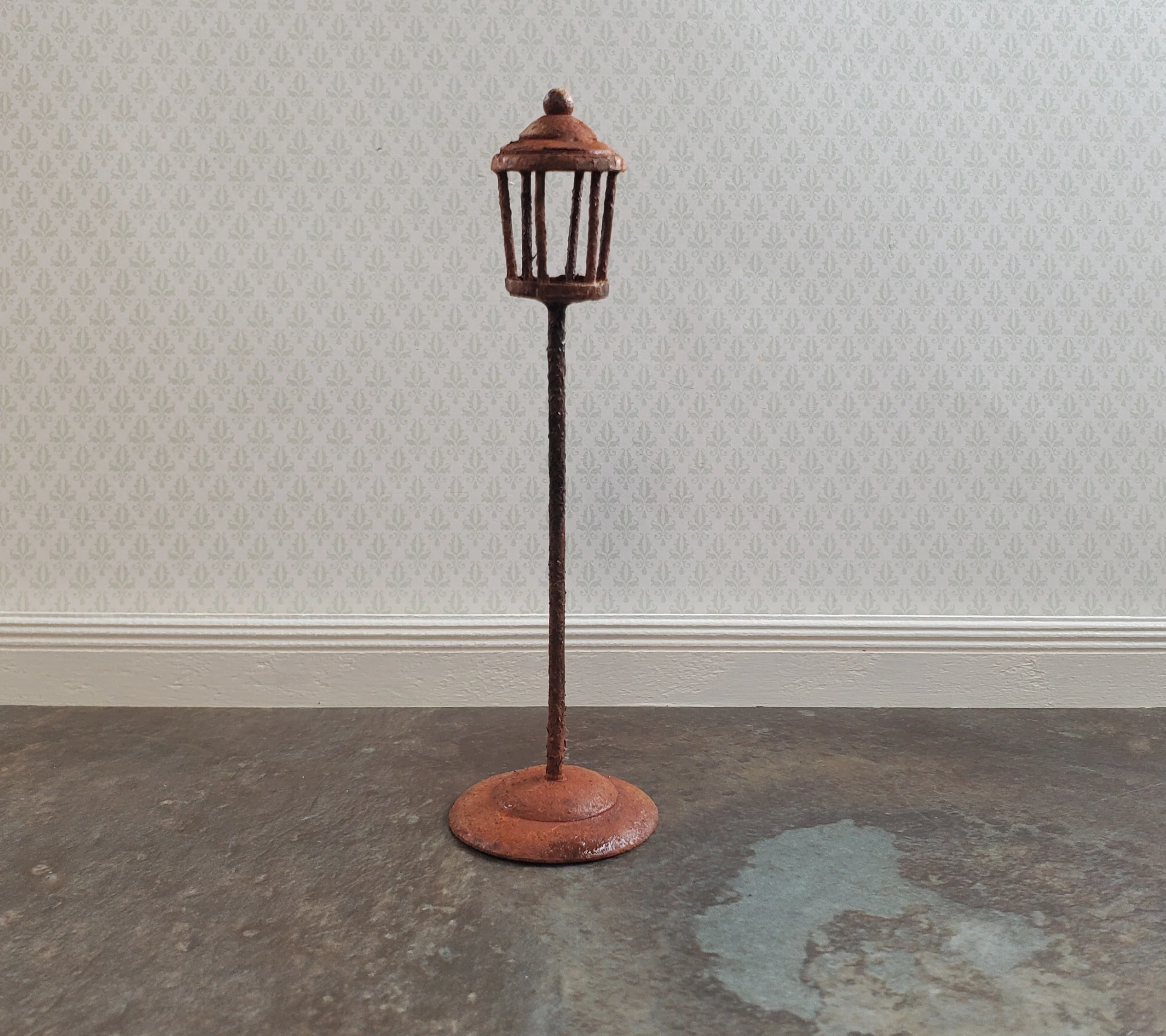 Miniature Lantern Rusted Distressed Metal Fairy Garden 1:24 Scale Dollhouse