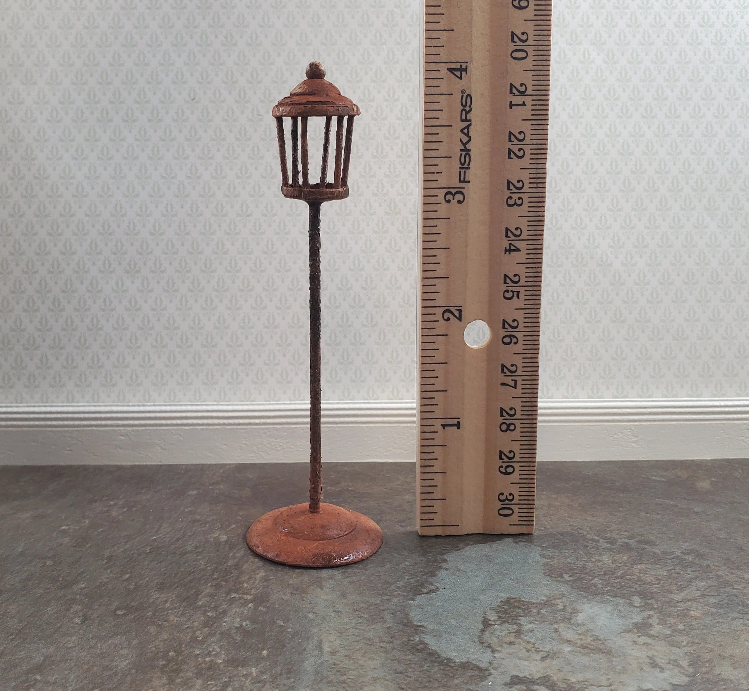 Miniature Lantern Rusted Distressed Metal Fairy Garden 1:24 Scale Dollhouse - Image 2