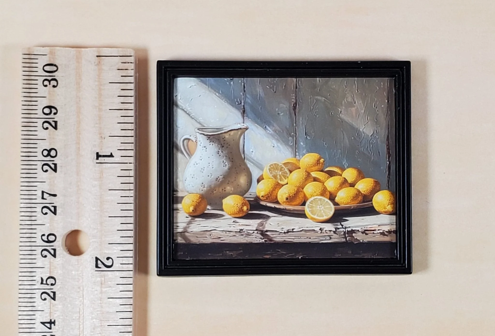 Miniature Lemons with Pitcher Still Life Framed Print 1:12 Scale Dollhouse Decor - Image 3