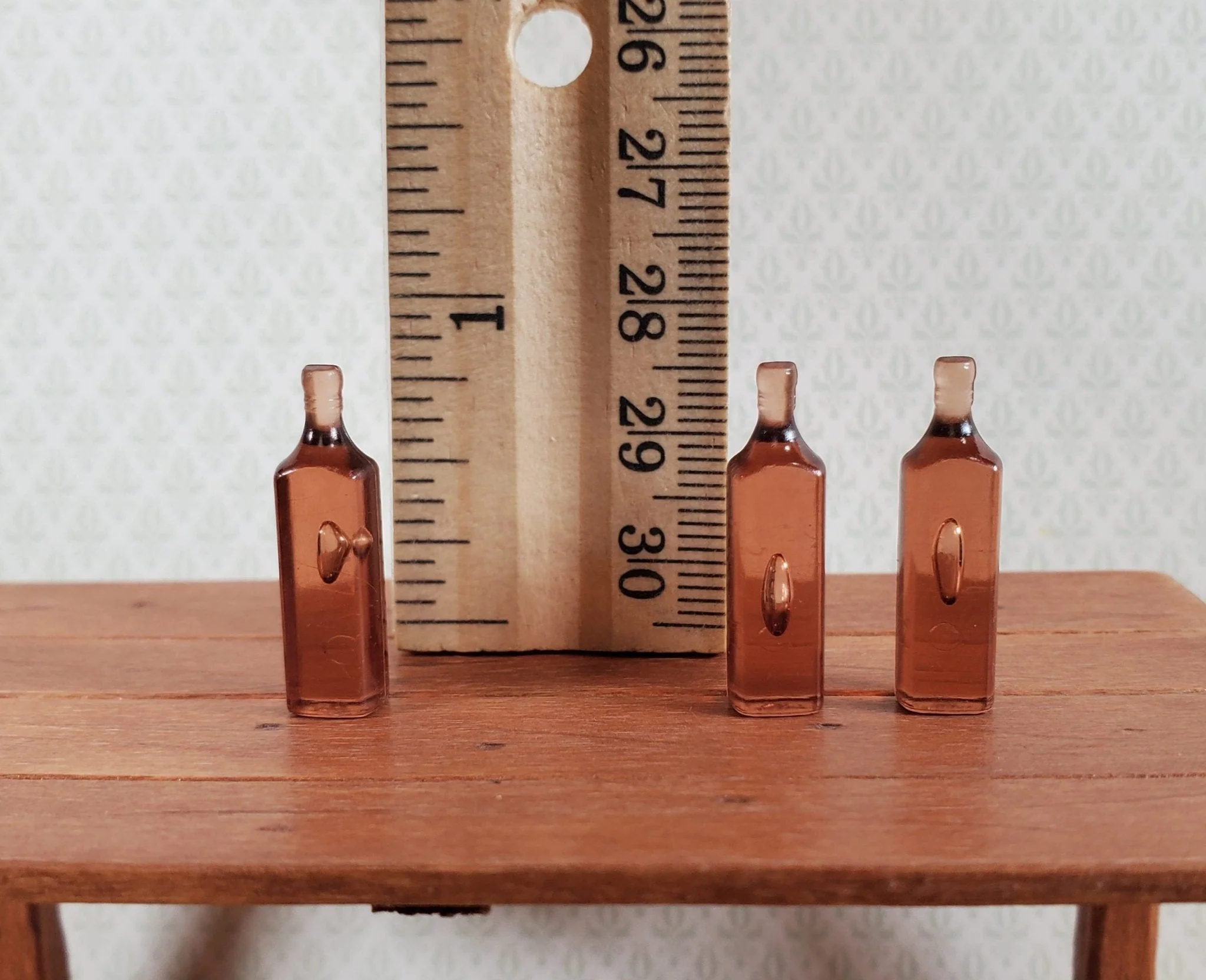 Miniature Liquor Bottle Blanks Brown Dark Rum 3 Pieces 1:12 Scale Dollhouse - Image 4