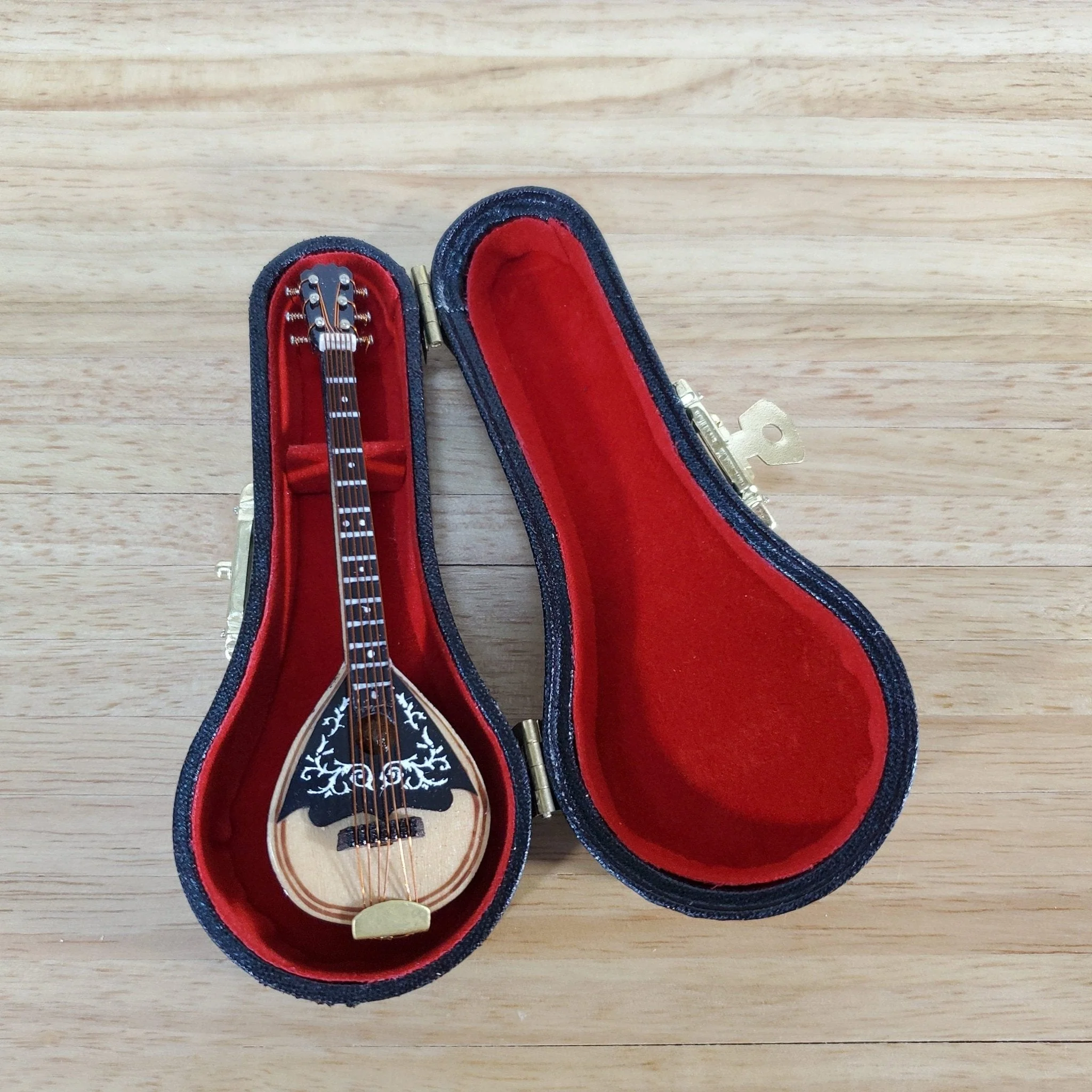 Miniature Mandolin Instrument with Case Wood 4" Fits 1:6 Scale - Image 5