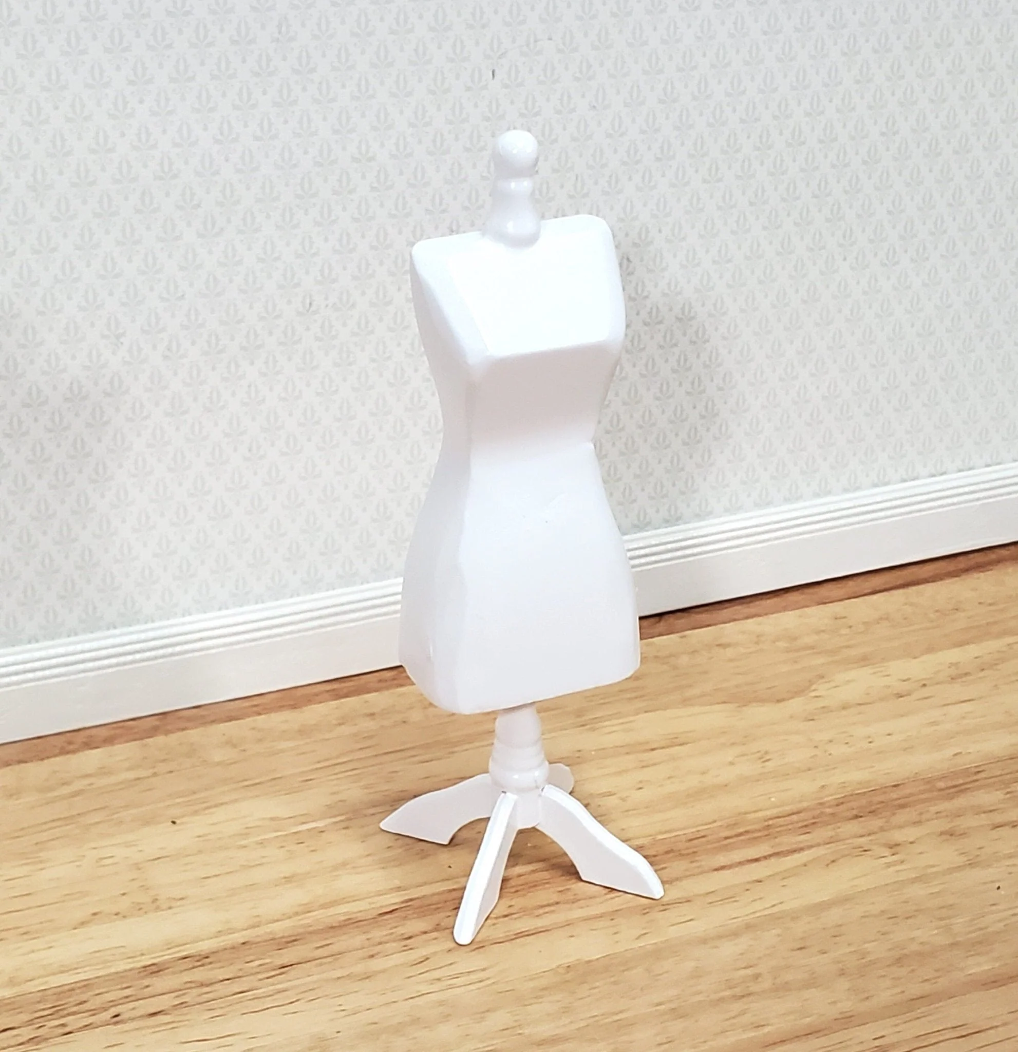 Miniature Mannequin Dressmakers Tailor Dummy Wood 1:12 Scale Dollhouse White Finish