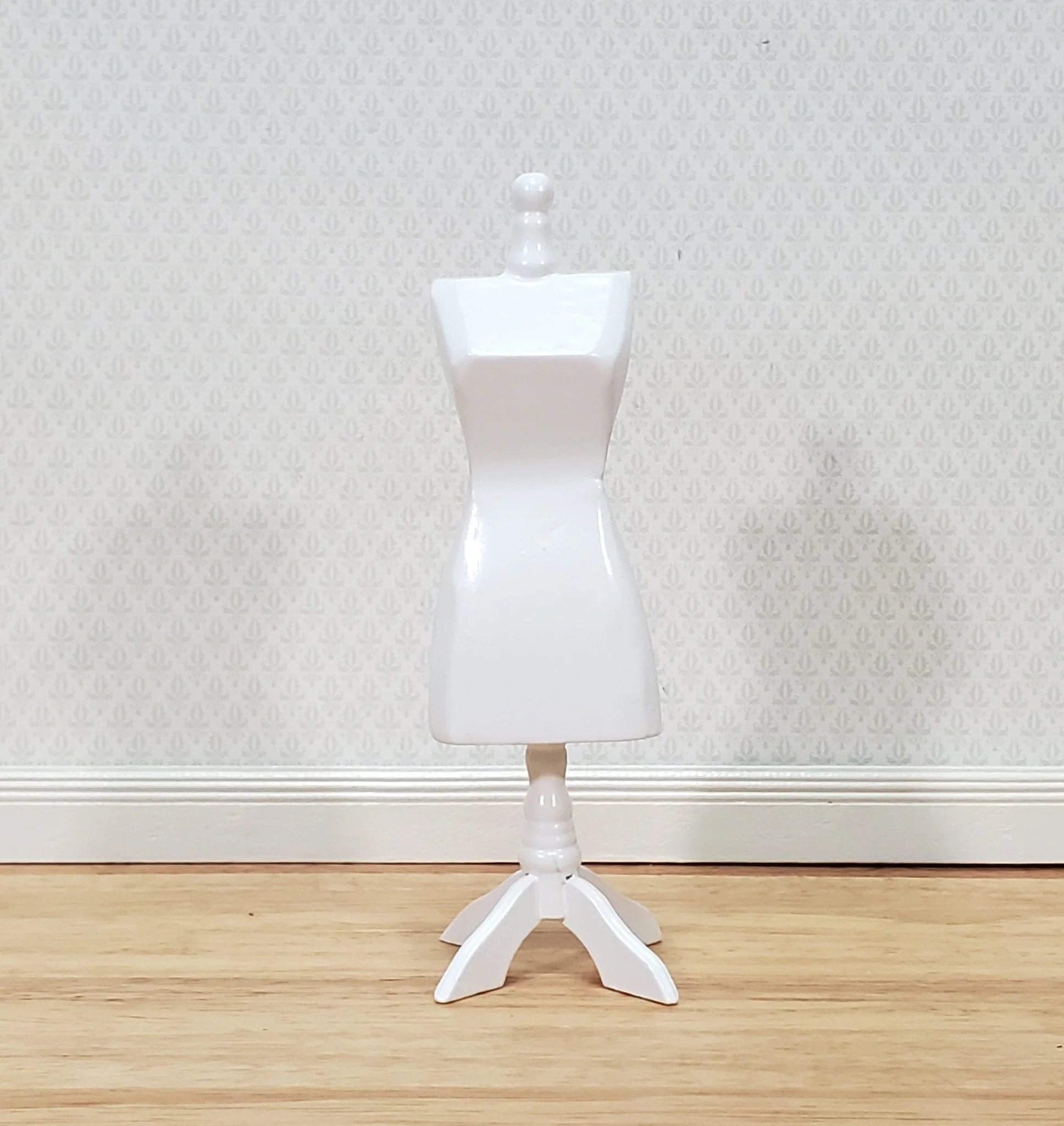 Miniature Mannequin Dressmakers Tailor Dummy Wood 1:12 Scale Dollhouse White Finish - Image 3