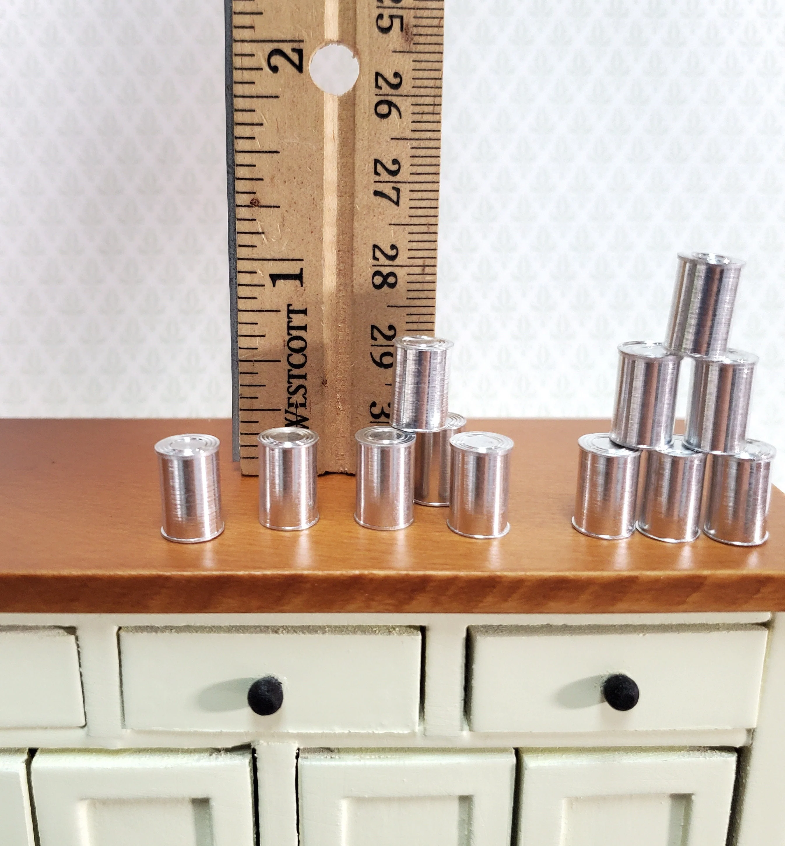 Miniature Metal Cans Medium x12 Grocery Store #12 Blanks 1:12 Scale Dollhouse - Image 3