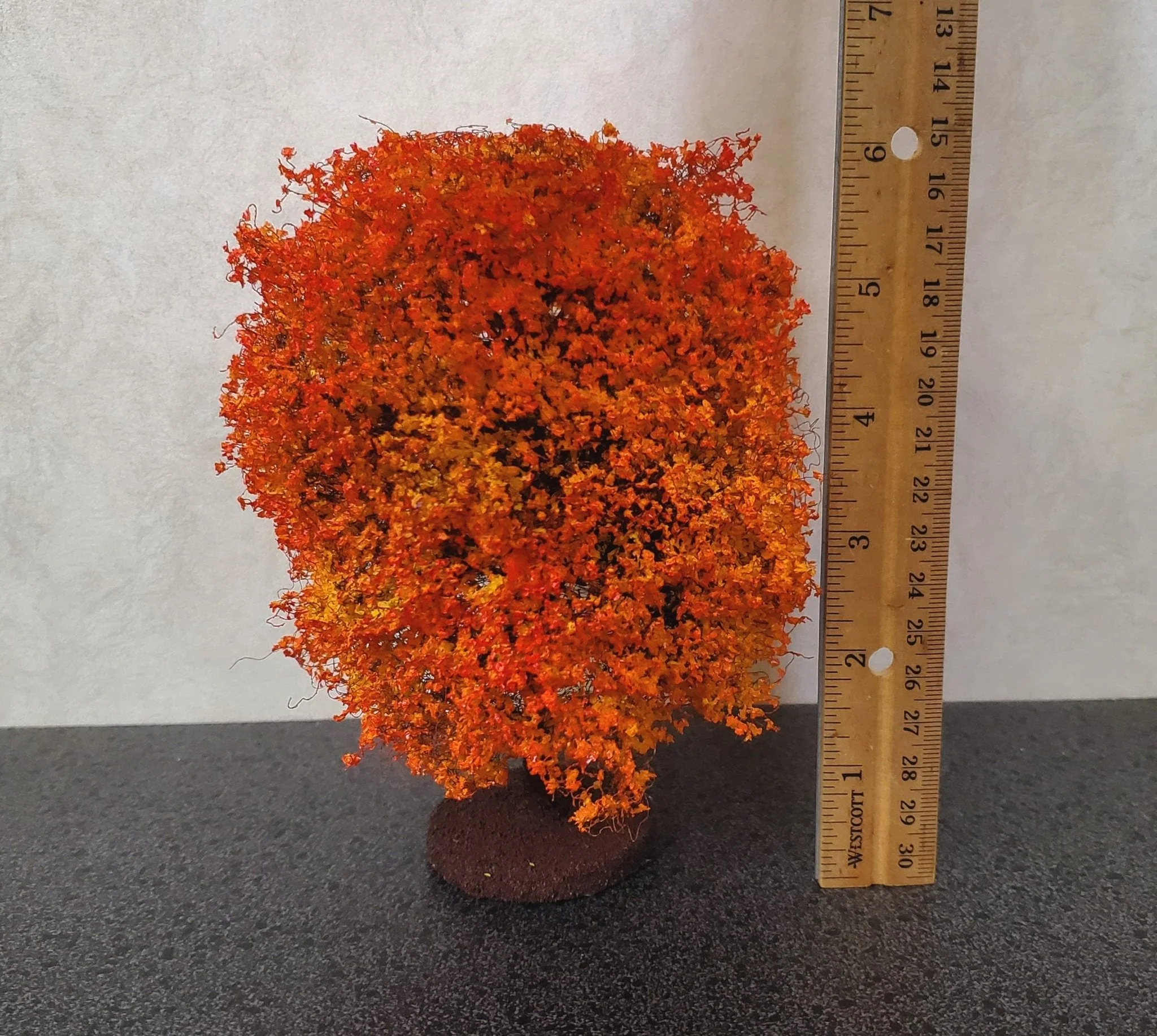 Miniature Orange Autumn Tree or Bush Large 6" Tall on Free Standing Base Model Scenery - Image 3
