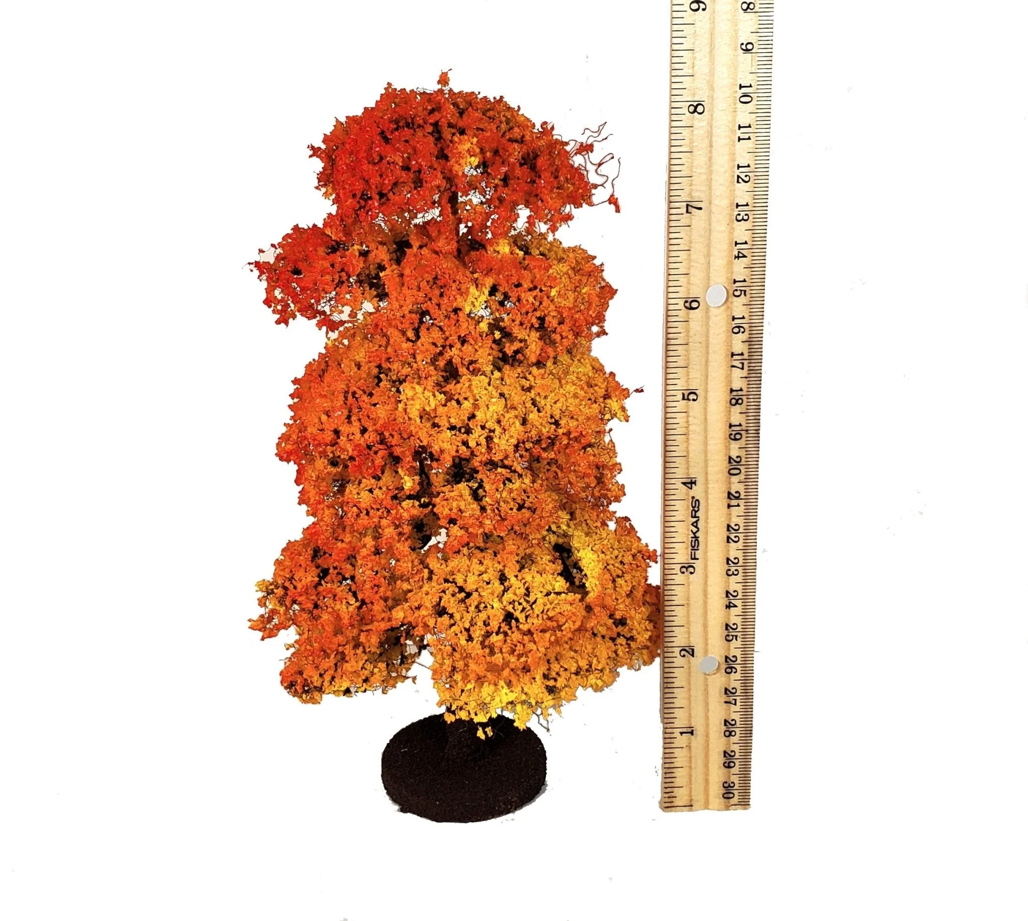 Miniature Orange Fall Autumn Tree or Bush 8" Tall on Base Model Scenery Railroad - Image 3