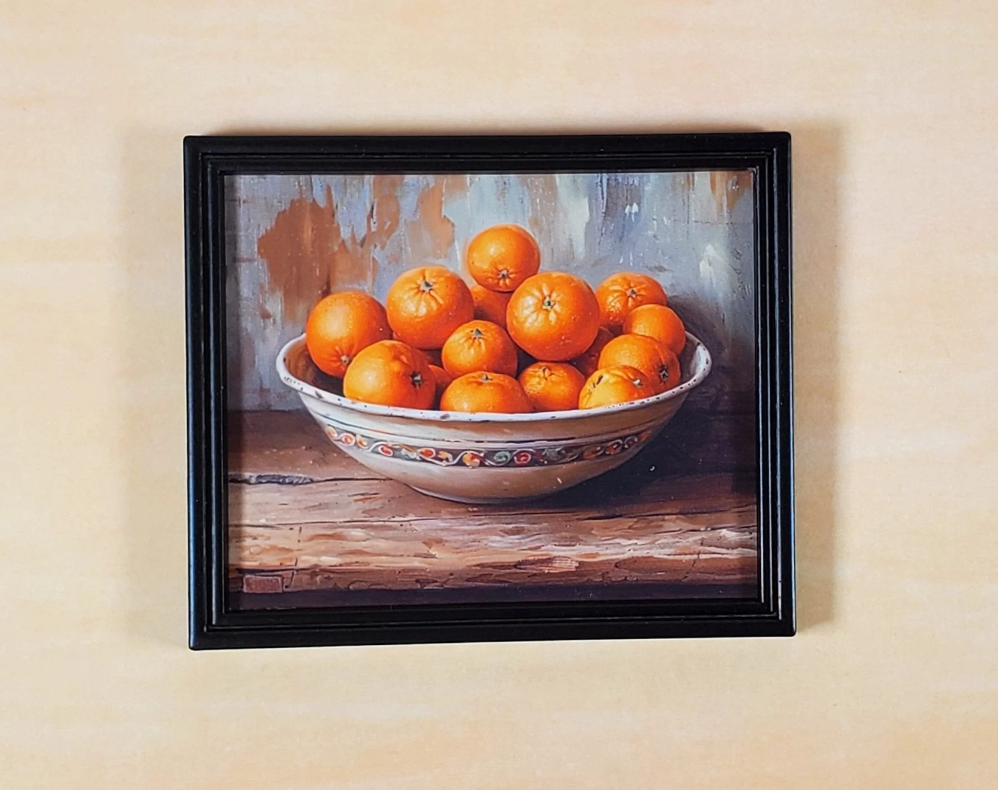 Miniature Oranges in a Bowl Still Life Framed Print 1:12 Scale Dollhouse Decor