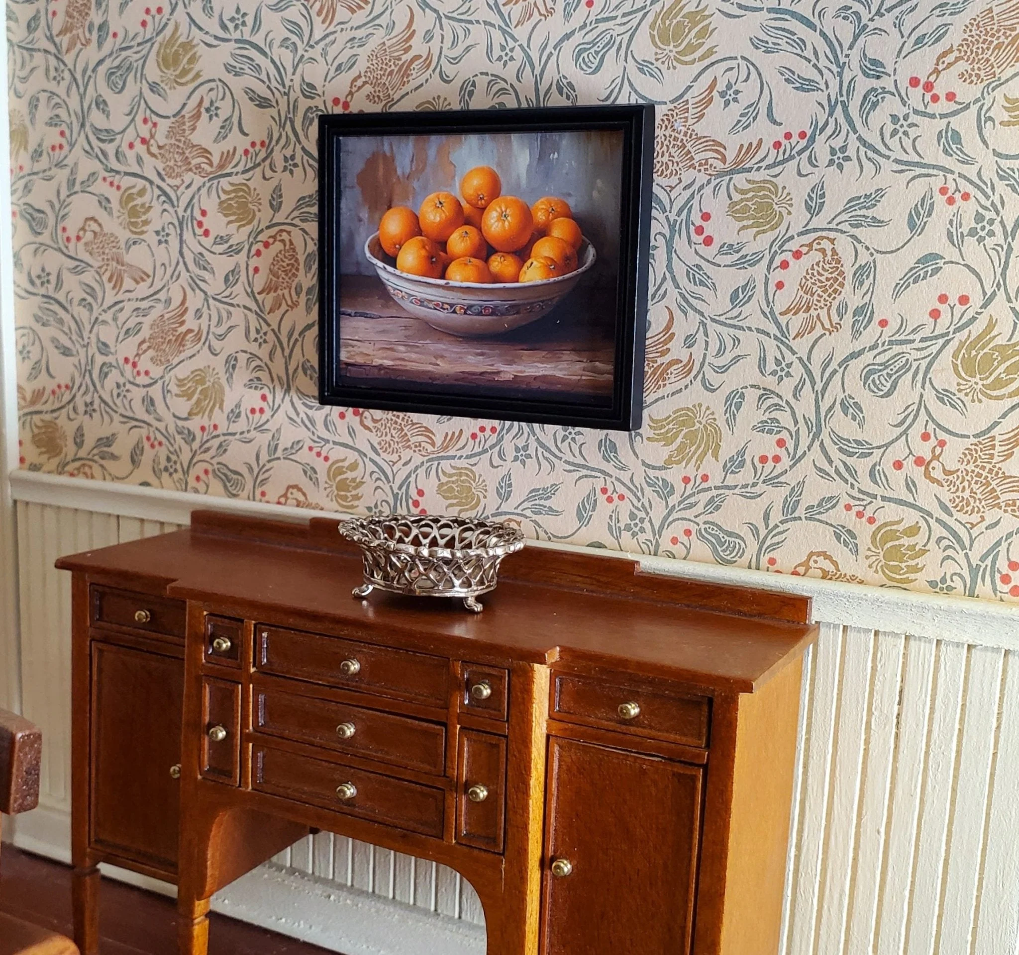 Miniature Oranges in a Bowl Still Life Framed Print 1:12 Scale Dollhouse Decor - Image 2