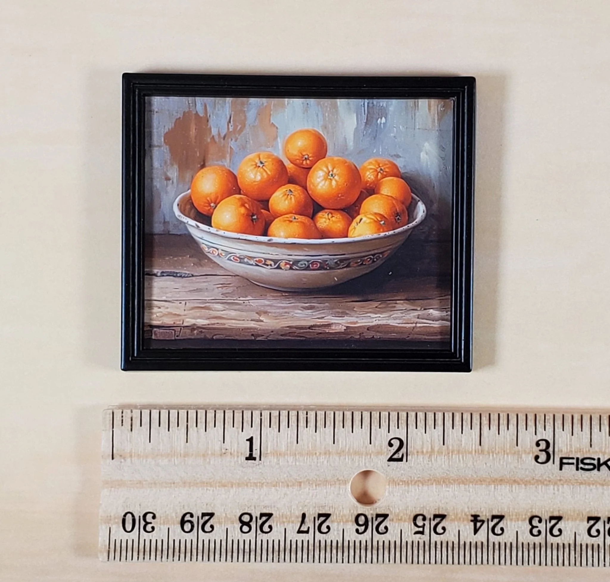 Miniature Oranges in a Bowl Still Life Framed Print 1:12 Scale Dollhouse Decor - Image 3
