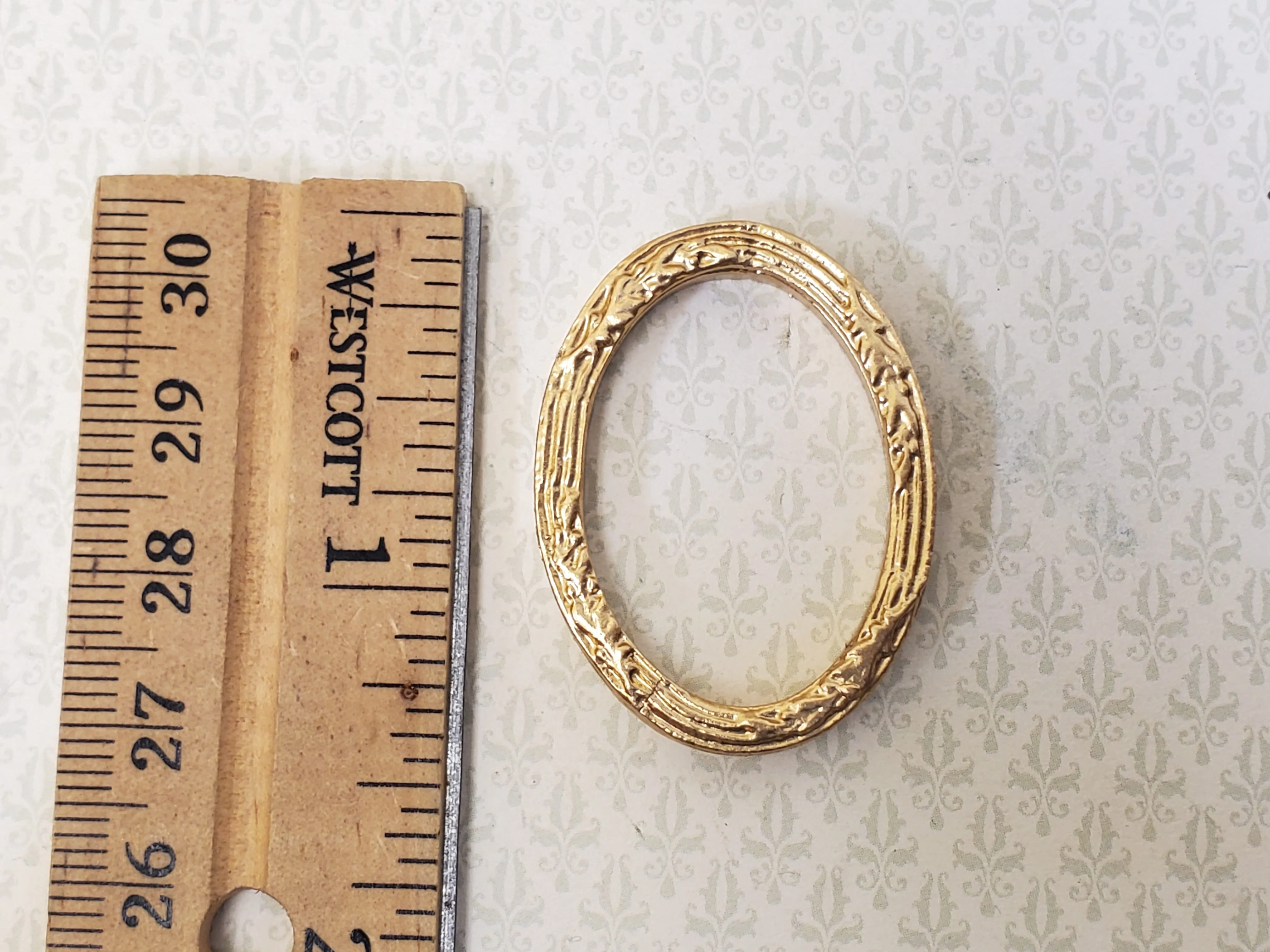 Miniature Oval Picture Frame Gold for Paintings Small Size 1 7/16" Tall - Image 3